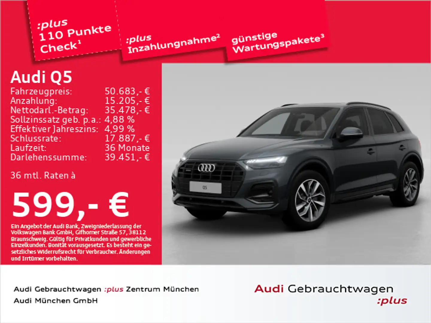 Audi Q5 45 TFSI qu. S tronic advanced Pano/Virtual+/M Grau - 1