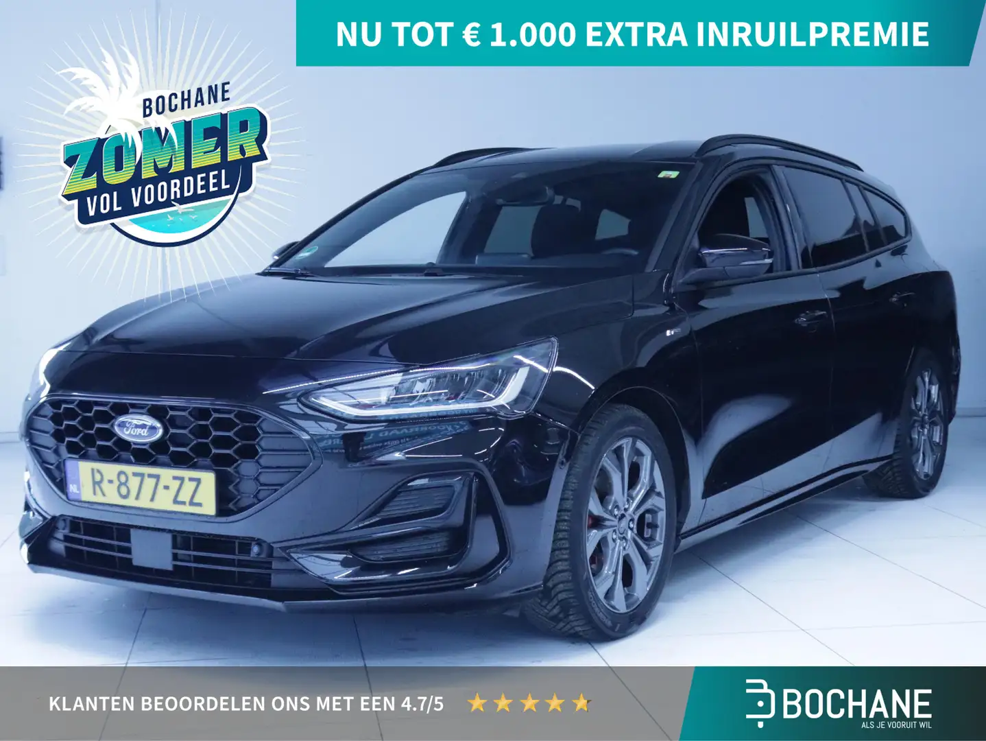 Ford Focus Wagon 1.0 EcoBoost Hybrid ST Line Clima/Navi/Camer Zwart - 1