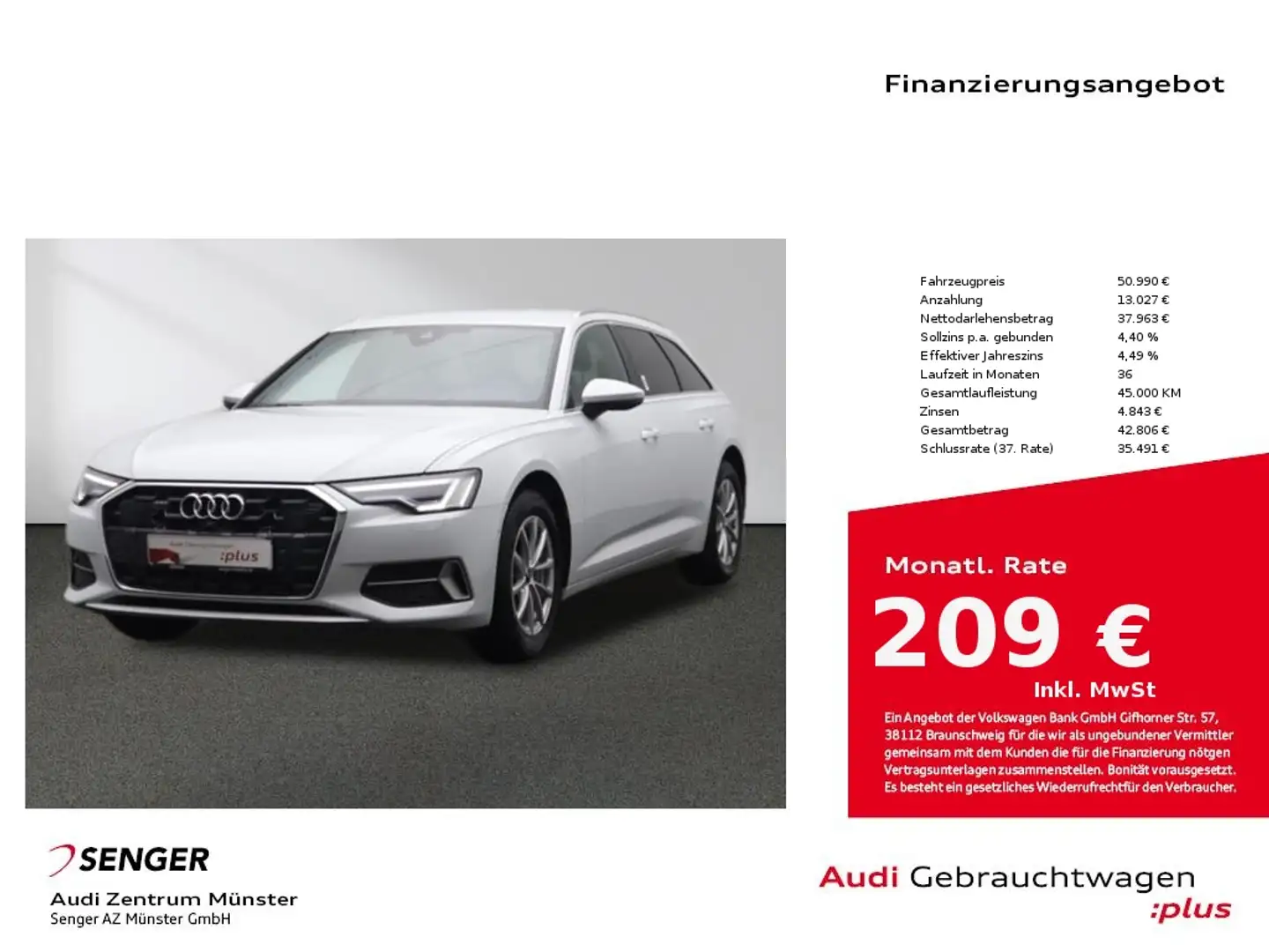 Audi A6 Avant Sport 40 TDI advanced quattro MMI AHK Weiß - 1