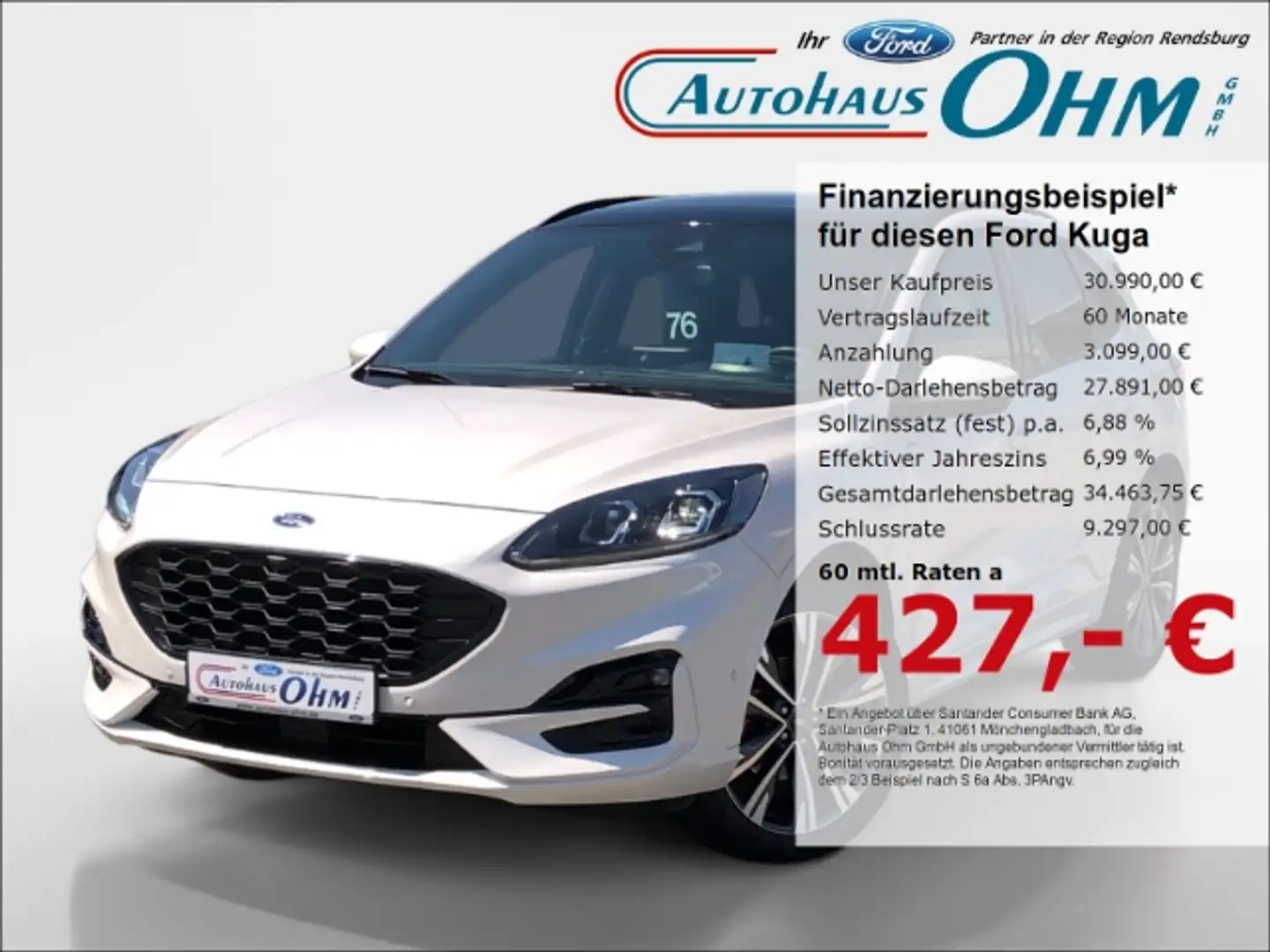 Ford Kuga ST-Line X 2.5 Duratec - PHEV - RFK - NAV - SHD - Weiß - 1