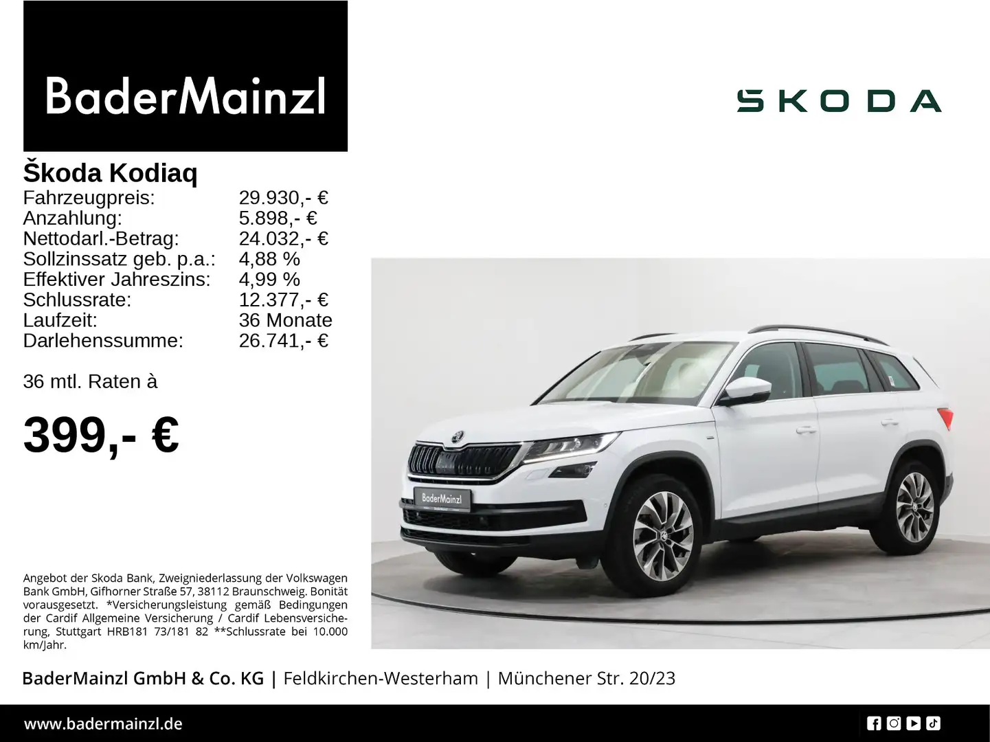 Skoda Kodiaq 1.5 TSI DSG Clever LED Kamera Navi Canton Weiß - 1