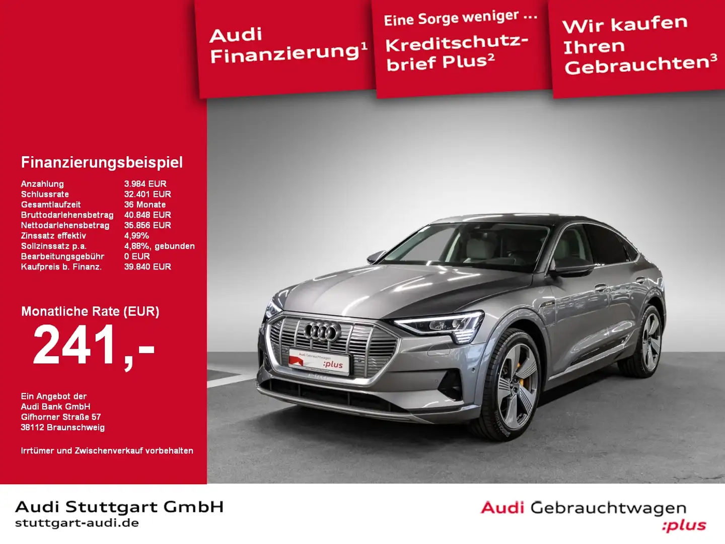 Audi e-tron Sportback 50 qu advanced AHK Pano Nacht Grau - 1