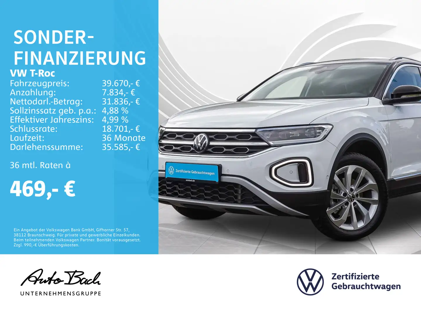 Volkswagen T-Roc 1.5 TSI DSG Style, Navi, LED, ParkAssist, Weiß - 1