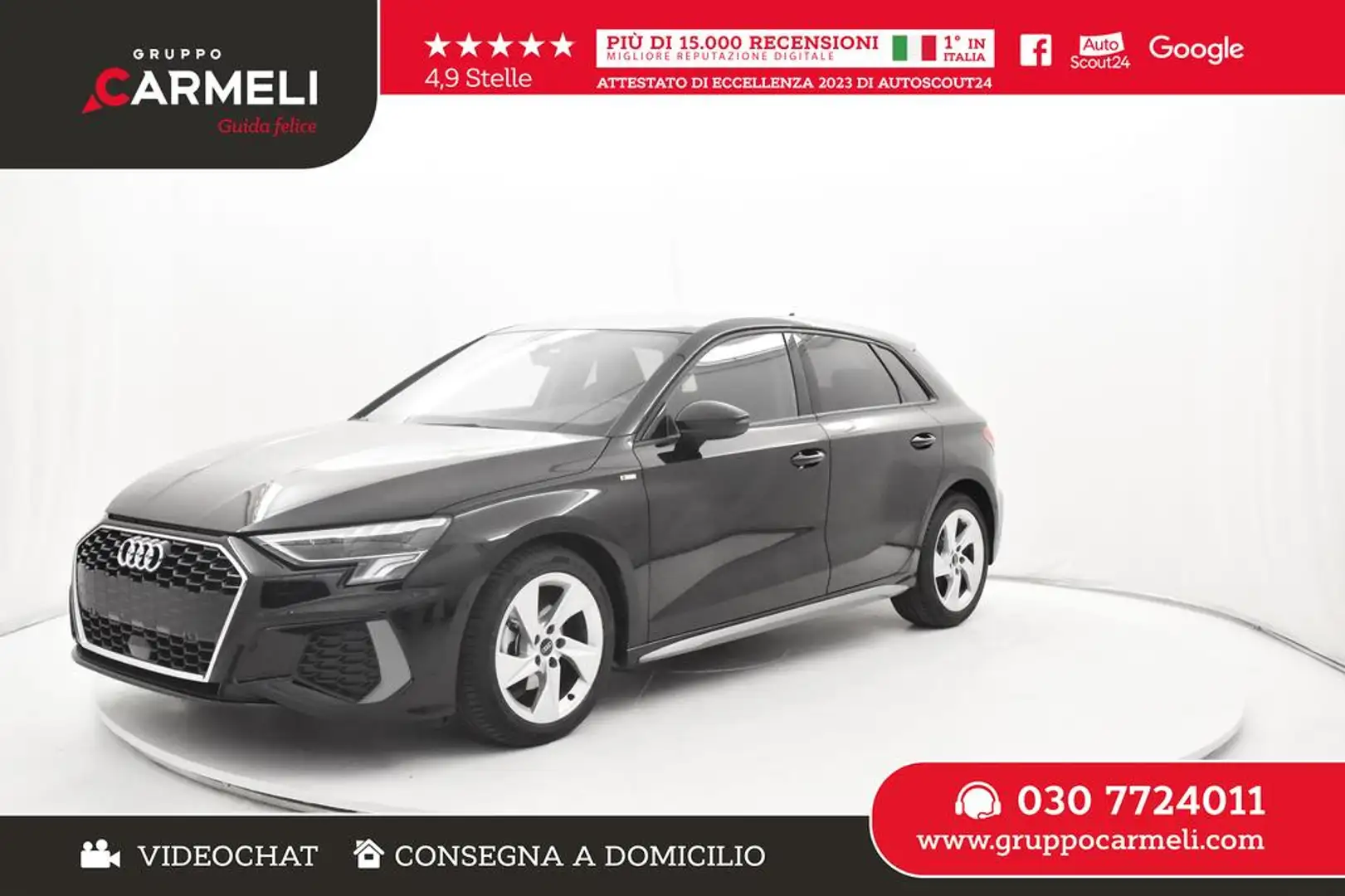Audi A3 Sportback 35 1.5 tfsi mhev S line AZIENDALE Nero - 1