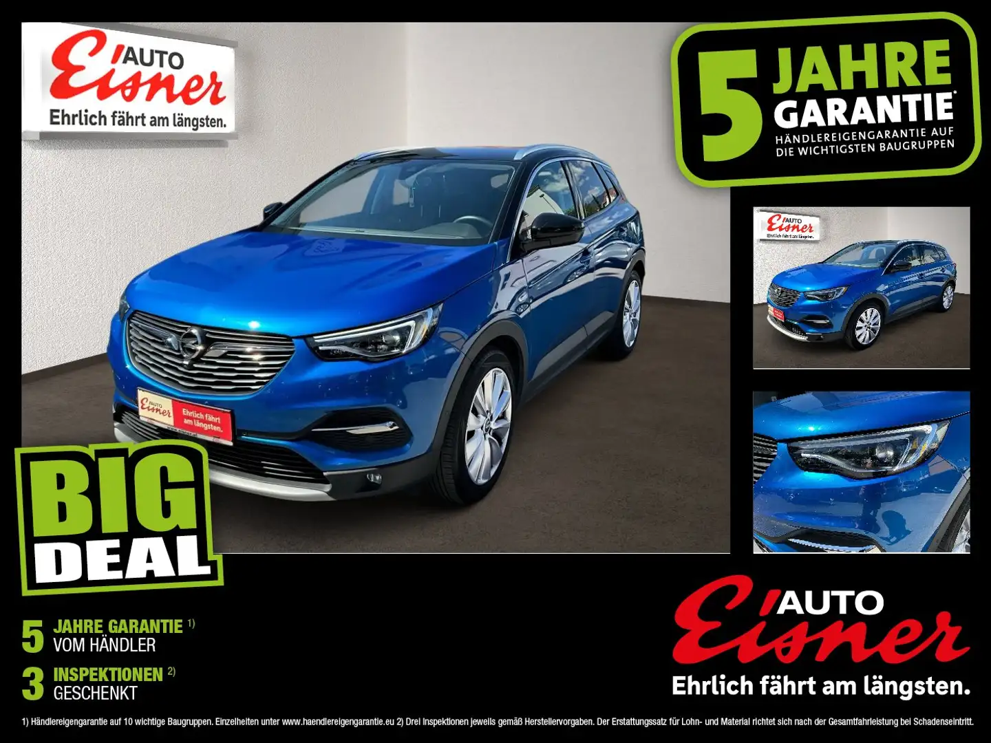 Opel Grandland X 1.6 Turbo Ultimate 2xKlima 360 AUT Blau - 1