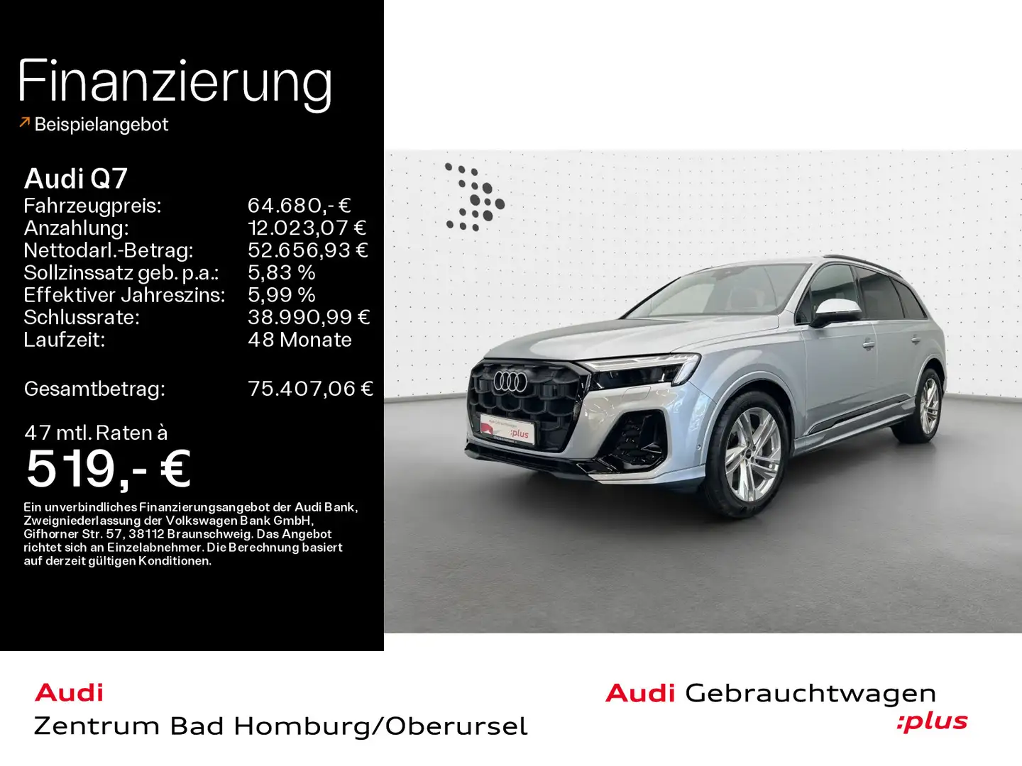 Audi Q7 50 TDI quattro S line*Navi*Matrix*Alu*AHK*HUD Silber - 1