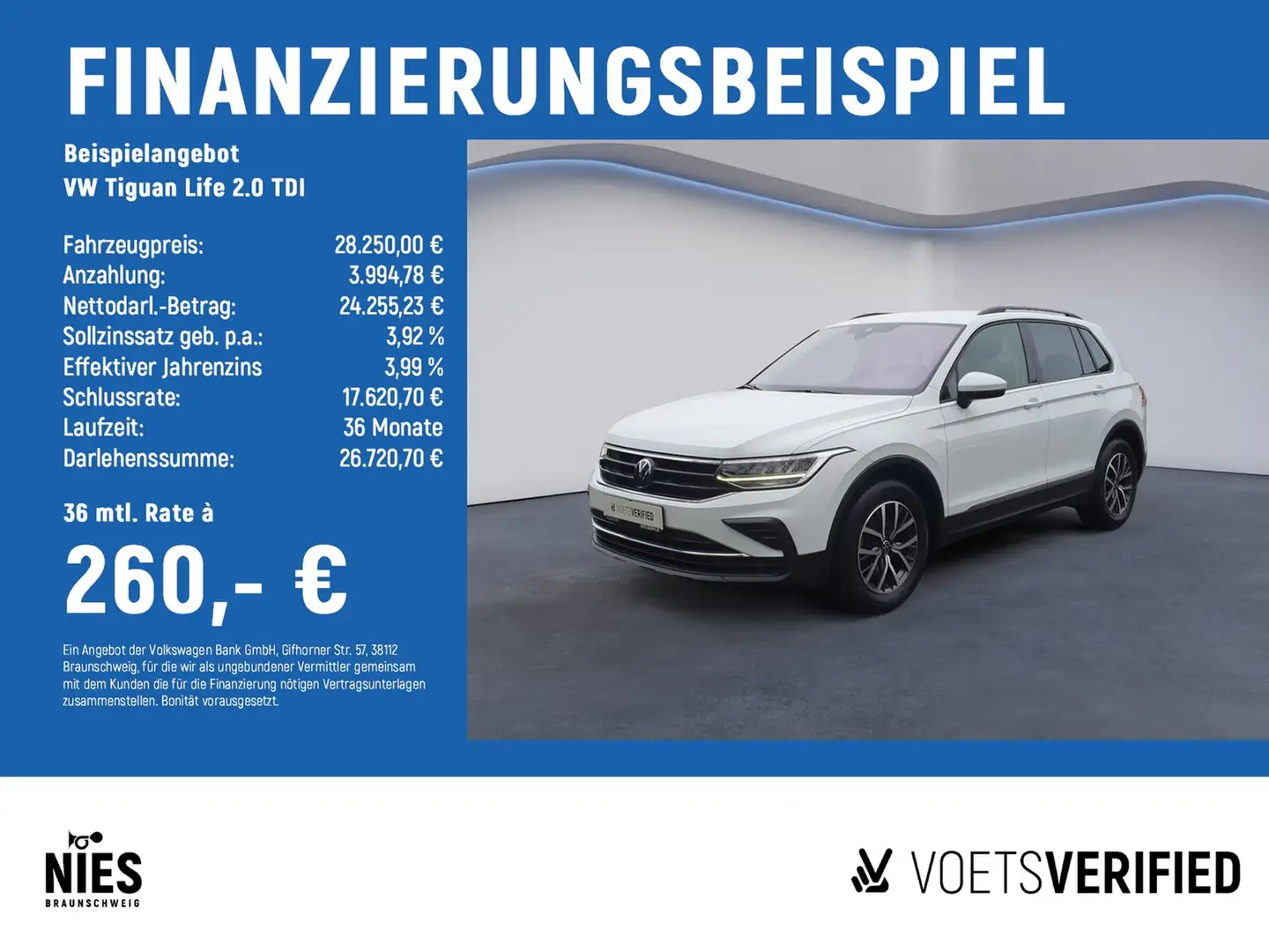 Volkswagen Tiguan Life 2.0 TDI LED+RearView+App-Connect Weiß - 2