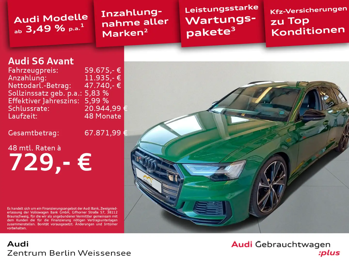 Audi S6 3.0 TDI TIPT*QUA*AHK*B&O*360*HUD*ACC*VC Grün - 1
