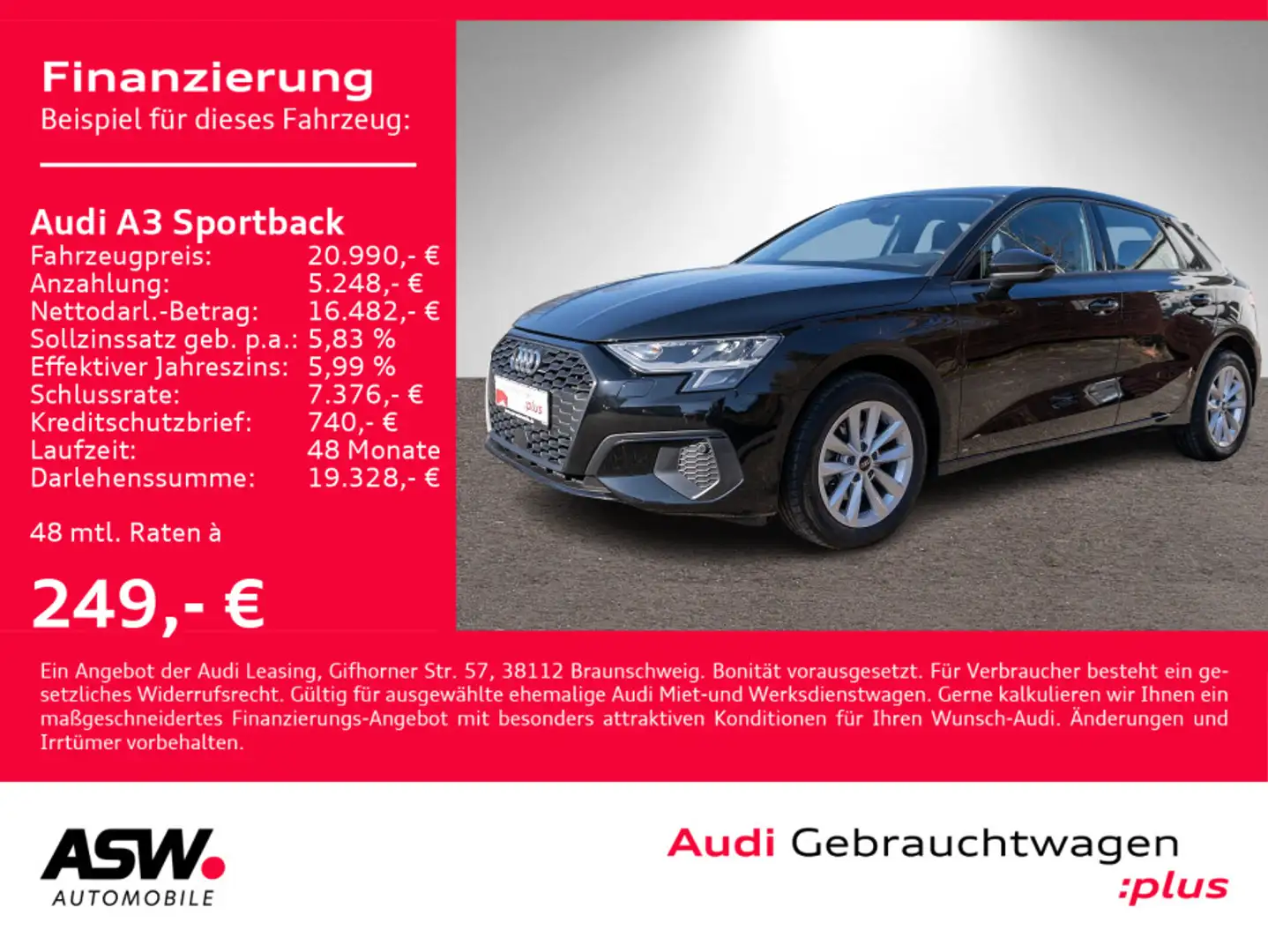 Audi A3 30TDI Navi LED AHK GRA PDC SHZ Noir - 1