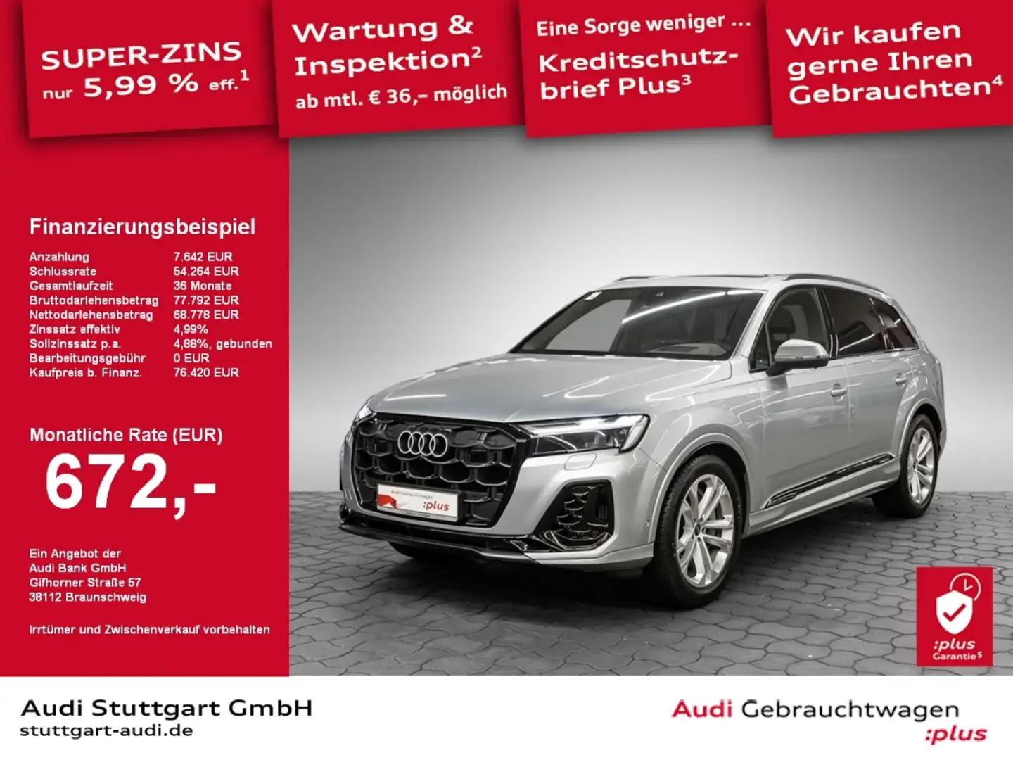 Audi Q7 S line 55 TFSI e quattro tiptronic AHK AIR Argent - 1