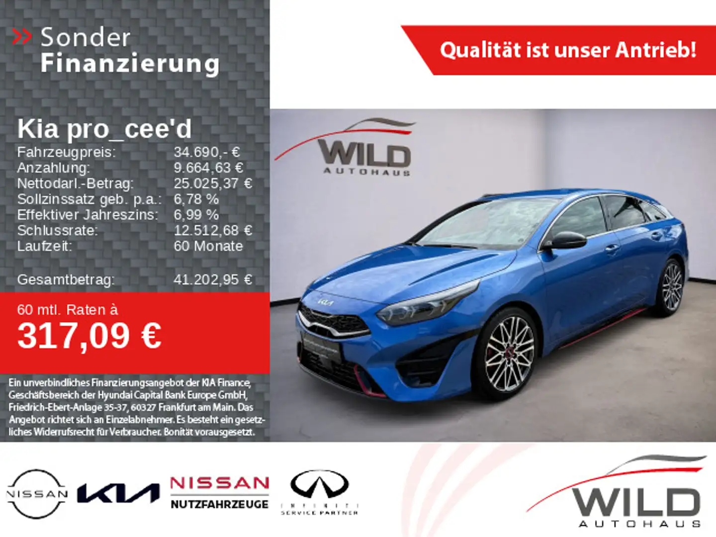Kia ProCeed / pro_cee'd Proceed 1.6 T-GDI GT, AHK, SHZ, Klima Blau - 1
