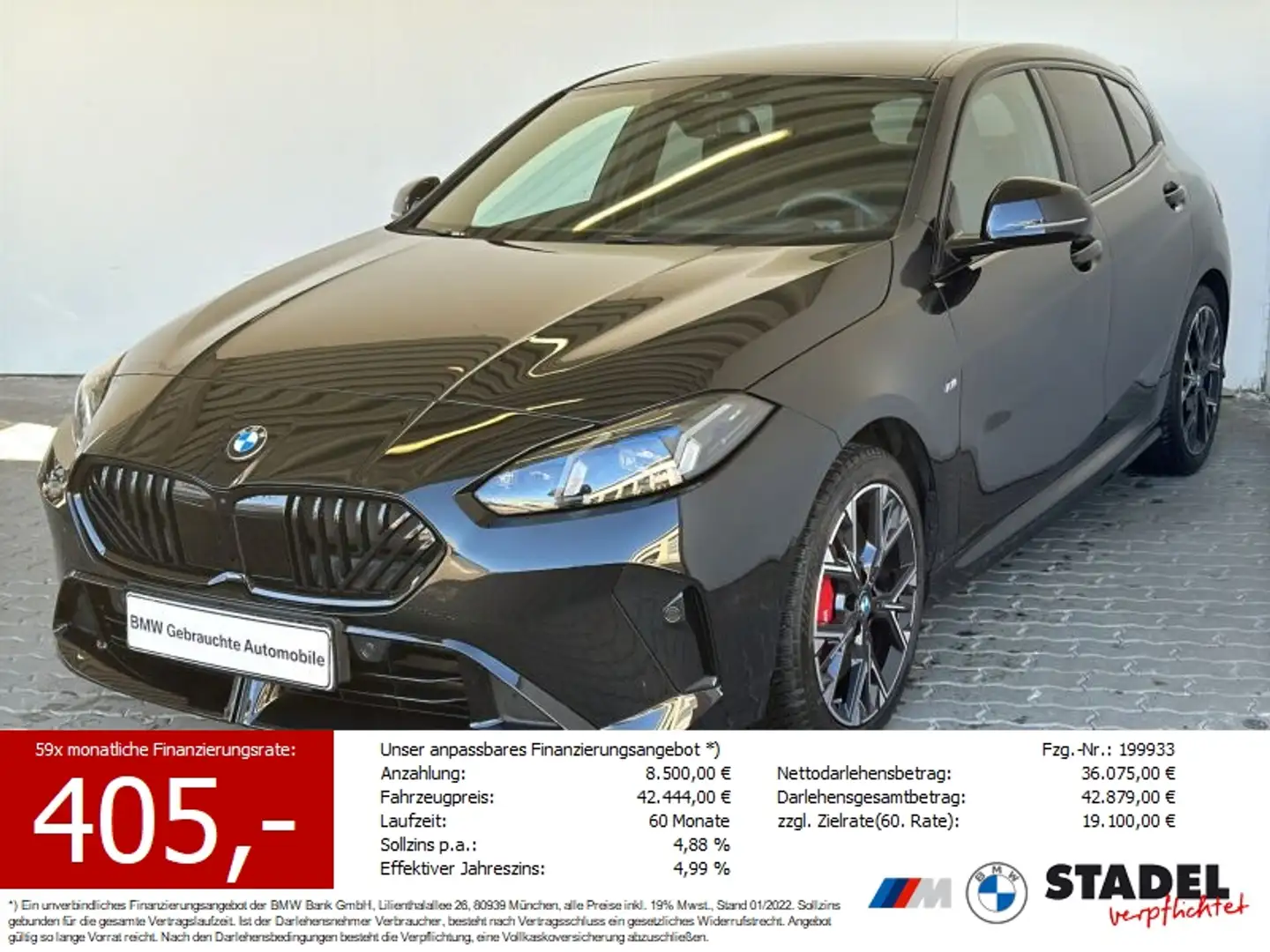 BMW 118 dA M Sport Navi.LED.HuD.RüKam.Komfort-Zg.ACC Noir - 1