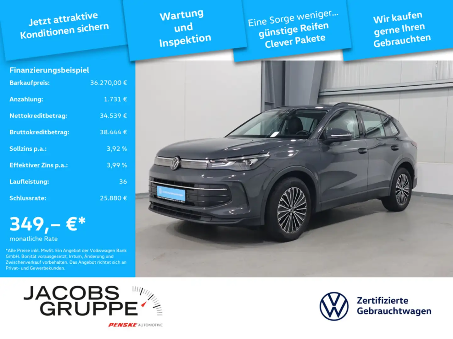 Volkswagen Tiguan 1.5 eTSI DSG Navi*AHK*CAM*SHZ Life Grijs - 1