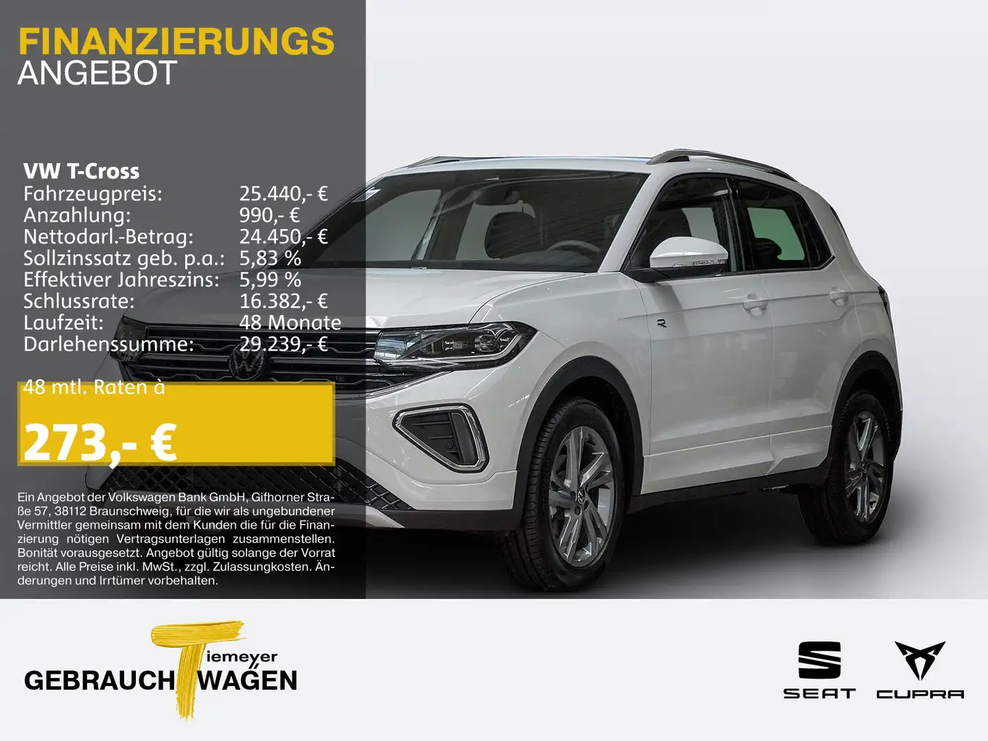 Volkswagen T-Cross T-CROSS 1.0 TSI DSG R-LINE AHK NAVI KAMERA Weiß - 1