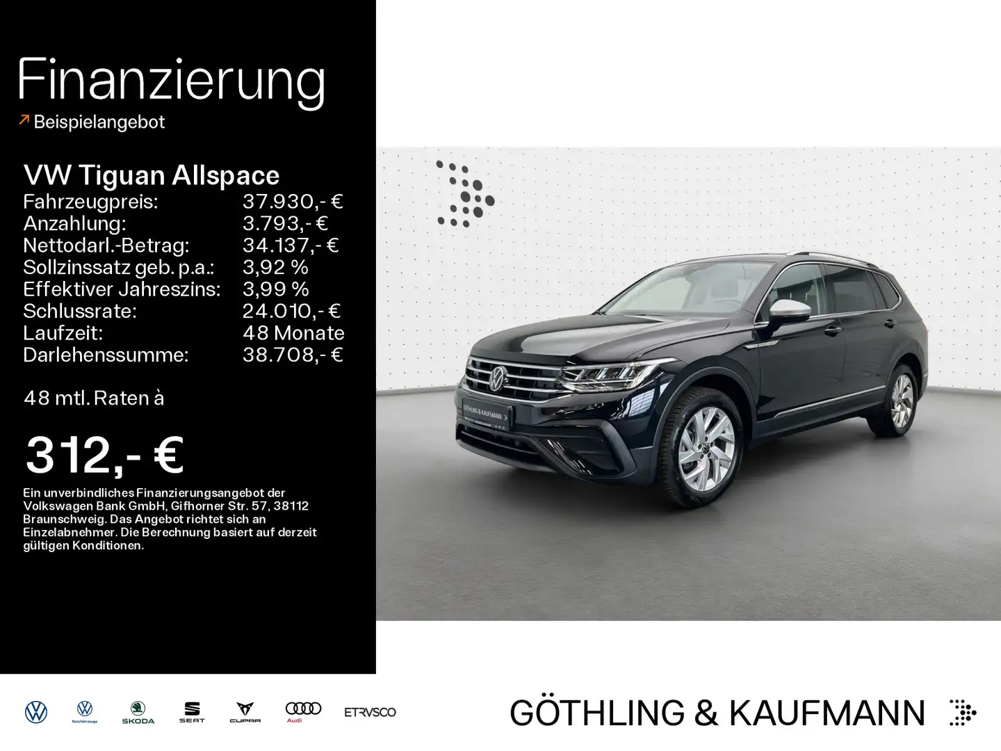 Volkswagen Tiguan Allspace Life 2.0 TDI*DSG*AHK*KAM*7Sitzer Schwarz - 1