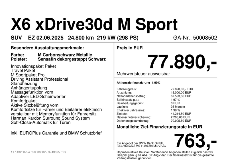 BMW X6 xDrive30d M Sport Navi Tempom.aktiv Panoramadach B — photo 2