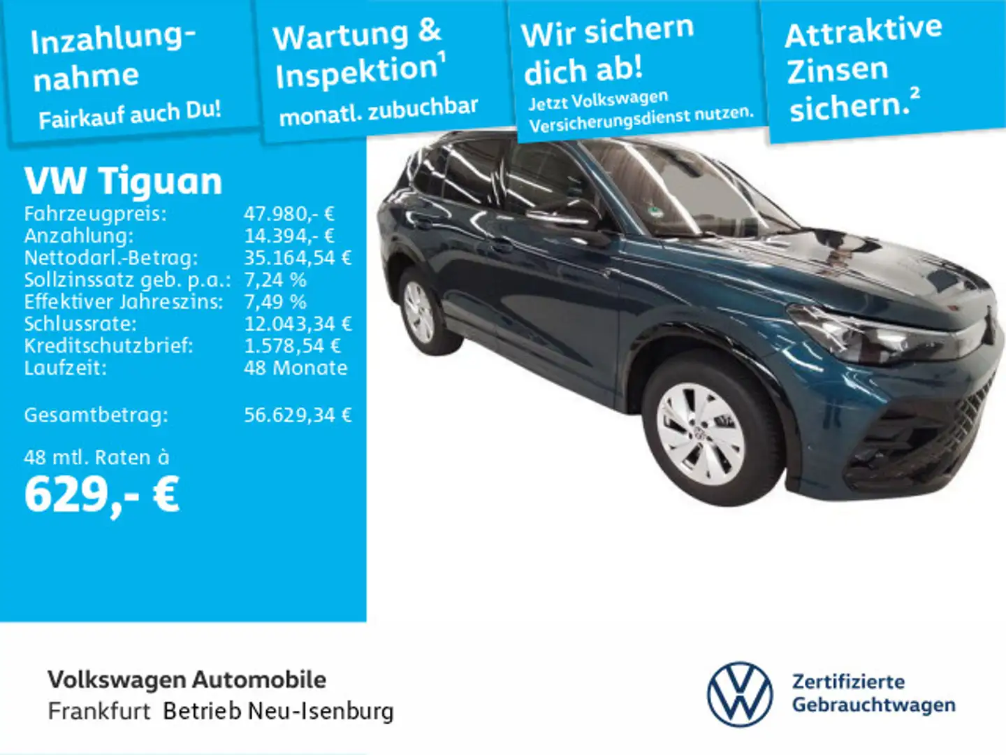 Volkswagen Tiguan 2.0 TSI DSG 4Motion R-Line DAB+ IQLight I Blau - 1