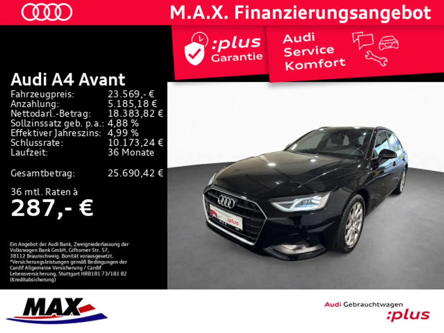 Audi A4 40 TFSI S TRONIC +MMI NAVI+PDC+ALU 17"+ Schwarz - 1