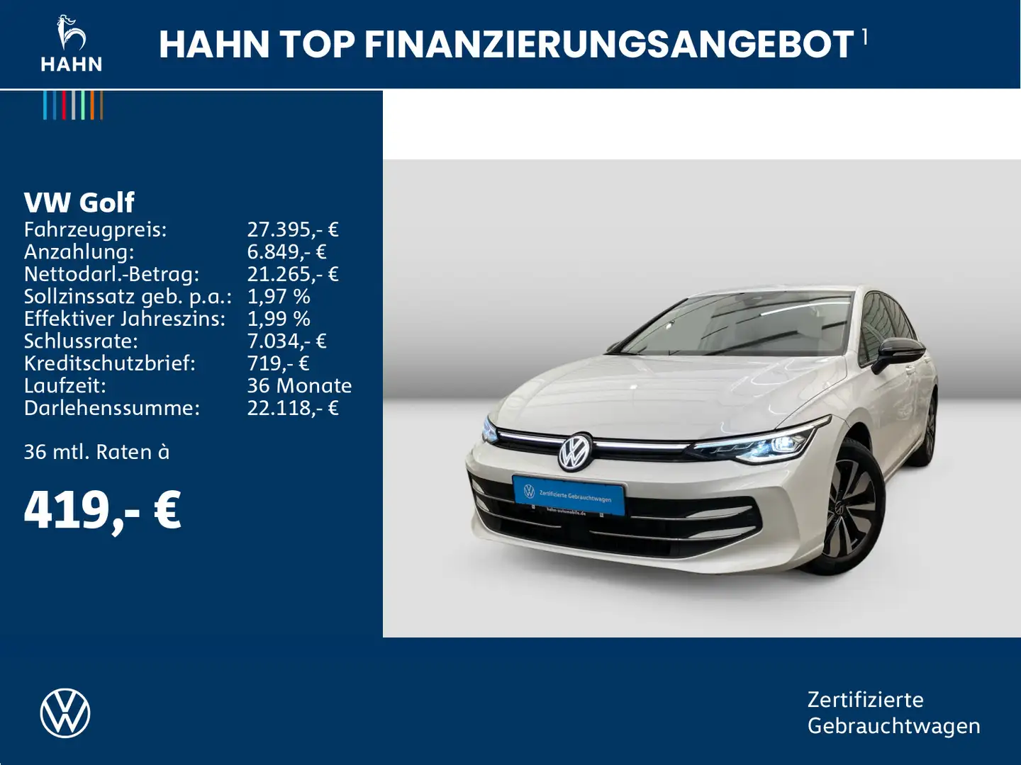 Volkswagen Golf VIII 2.0 TDI DSG AHK Navi Kamera ACC LED Weiß - 2