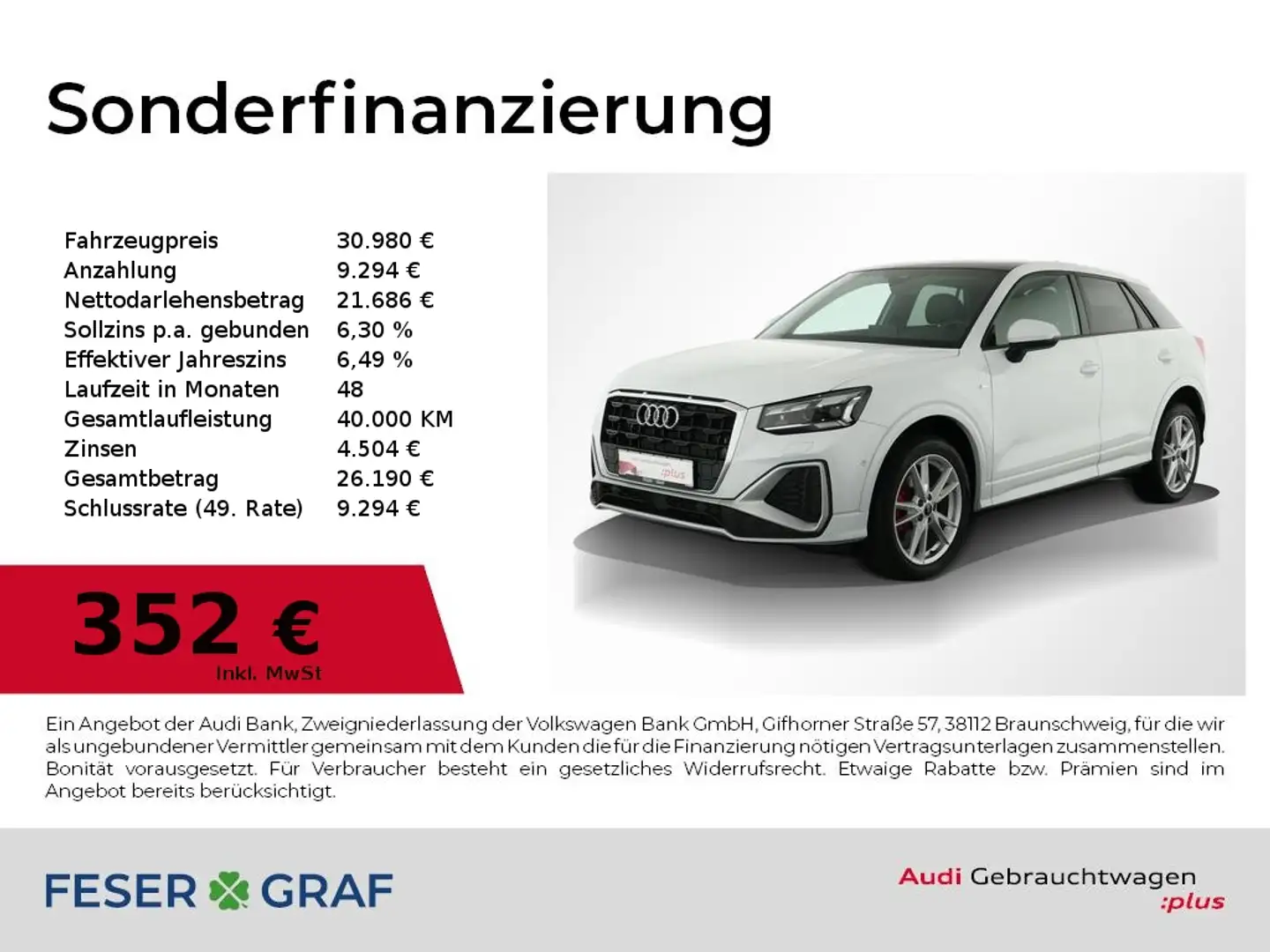 Audi Q2 35 TDI S tronic S Line Int Pano,Navi,Matrix,Leder Weiß - 1