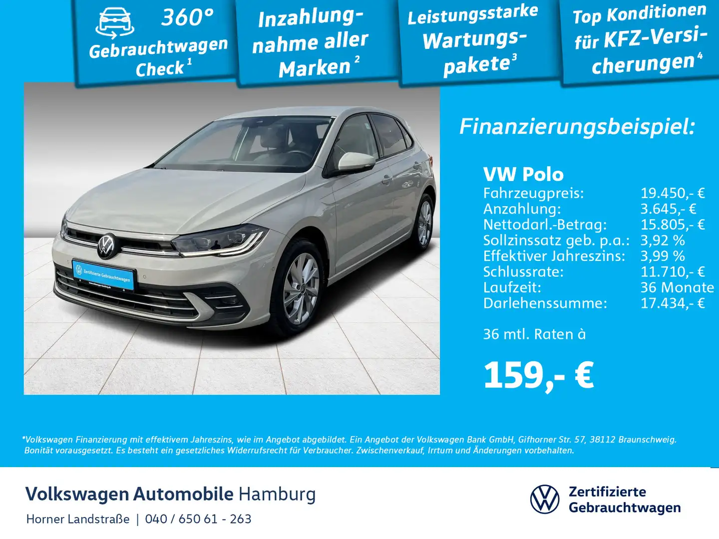 Volkswagen Polo Style 1.0 TSI DSG Rückfahrkamera Sitzhzg Grau - 1