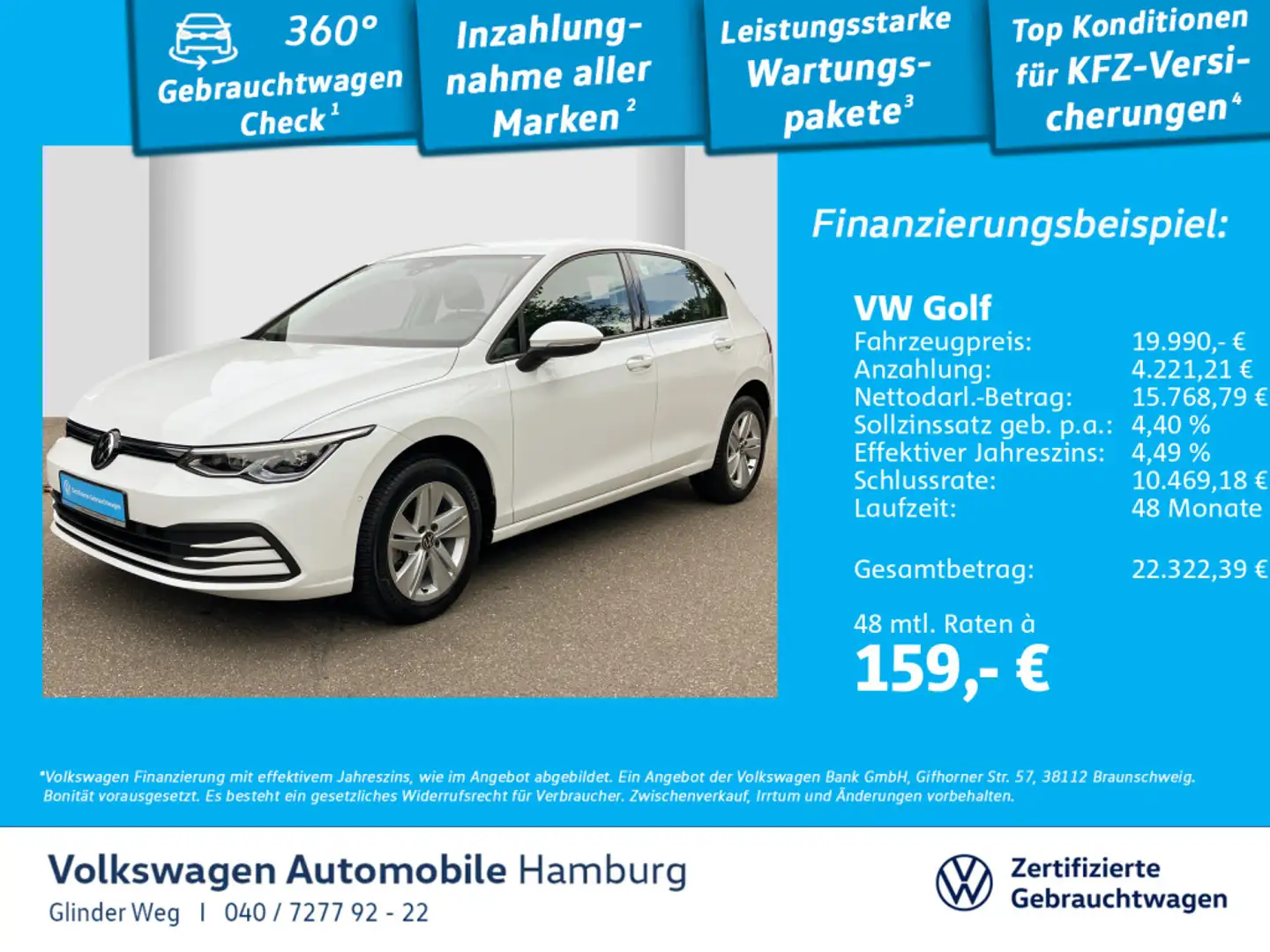 Volkswagen Golf VIII 1.5 TSI Life Kamera Klima LED Navi Sit Weiß - 1