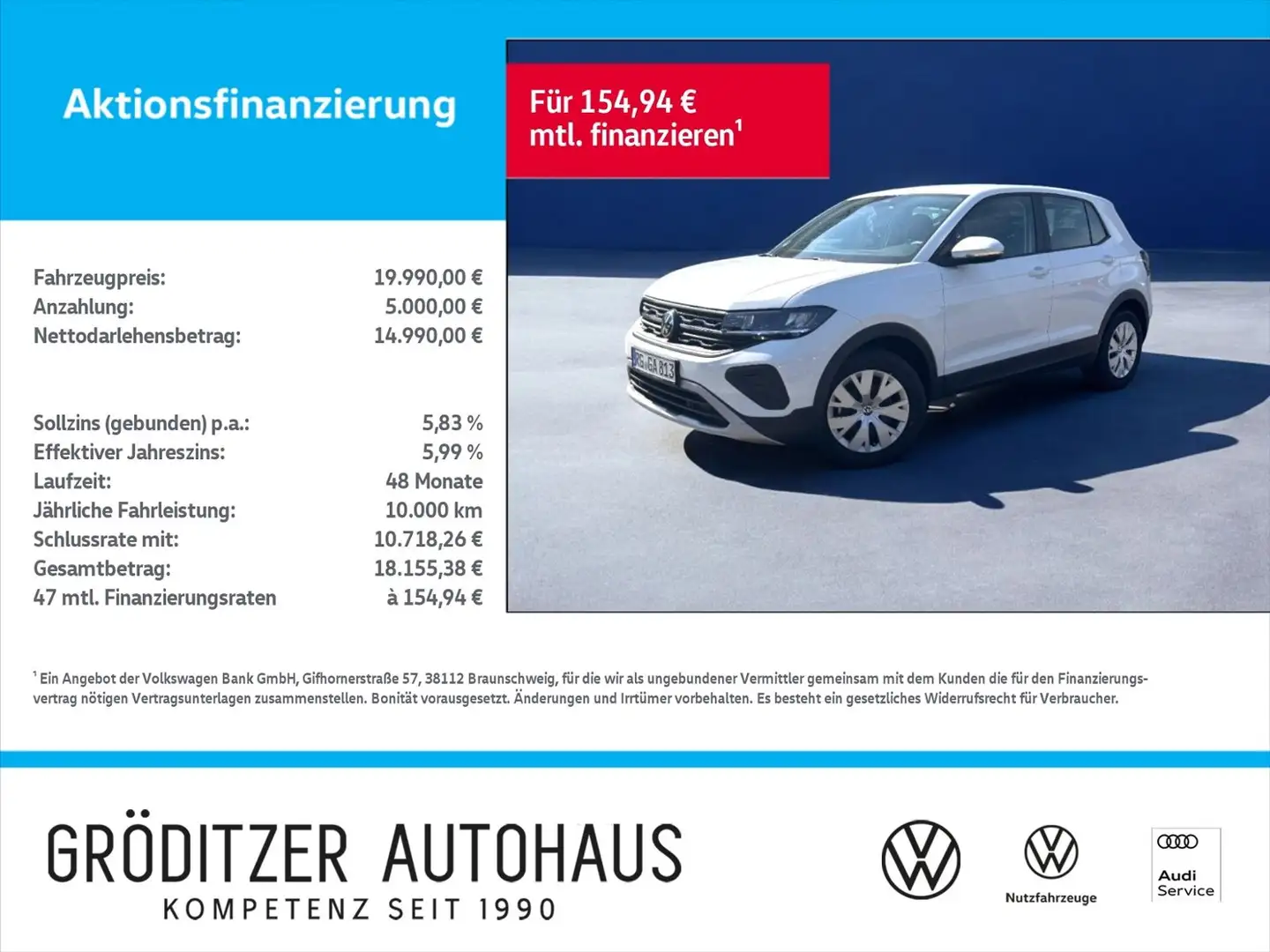 Volkswagen T-Cross 1.0 TSI Klima|APP|GRA|SHZ Blanc - 1