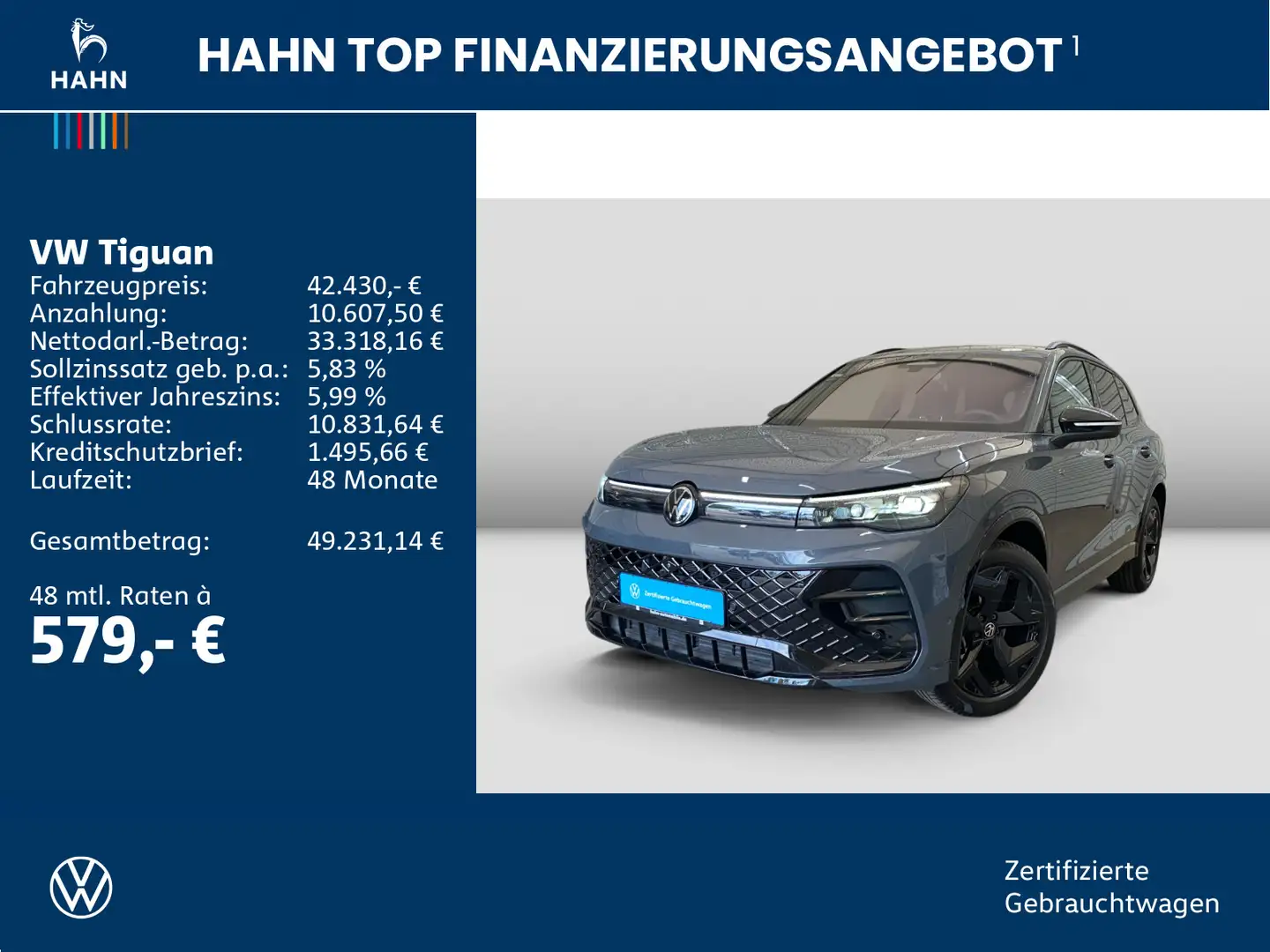 Volkswagen Tiguan 1.5 eTSI DSG R-Line Black Style Standhzg Grau - 2