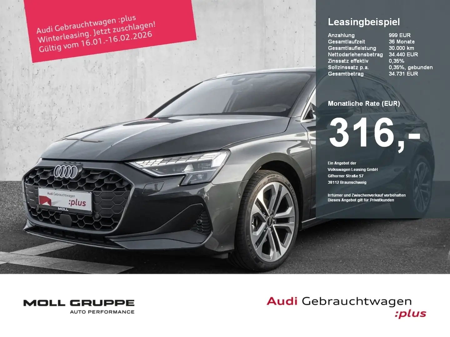 Audi A3 Sportback 30 TFSI S tronic ACC Head up*Navi Grau - 1