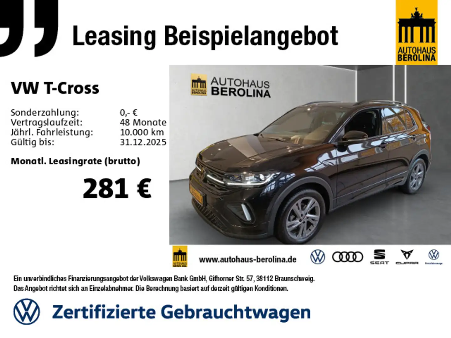 Volkswagen T-Cross 1.5 TSI R-Line DSG *IQ-MATRIX*AHK*ACC* Schwarz - 1