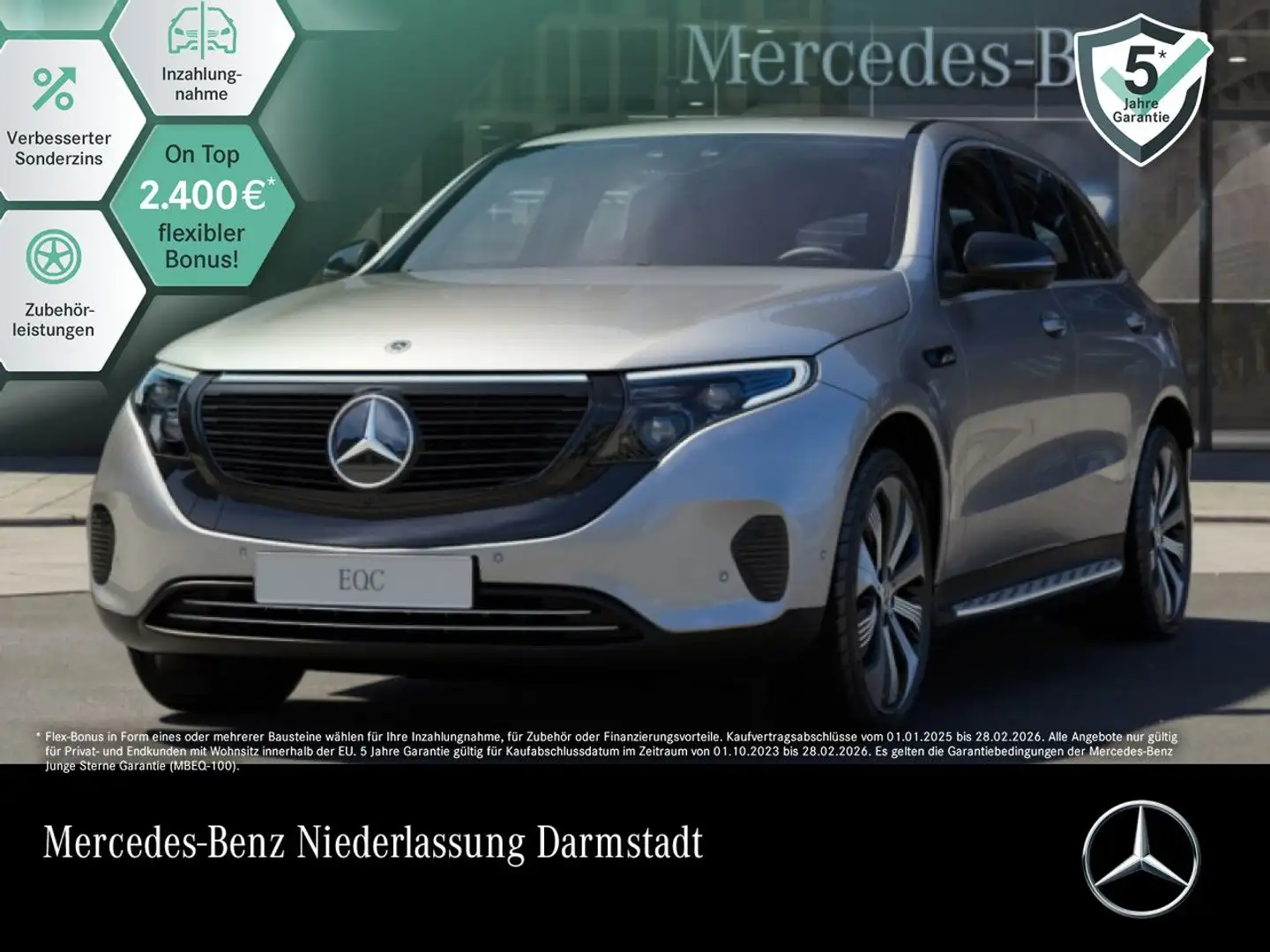 Mercedes-Benz EQC 400 4M 360+MULTIBEAM+FAHRASS+BURMESTER+KEYLESS Silber - 1