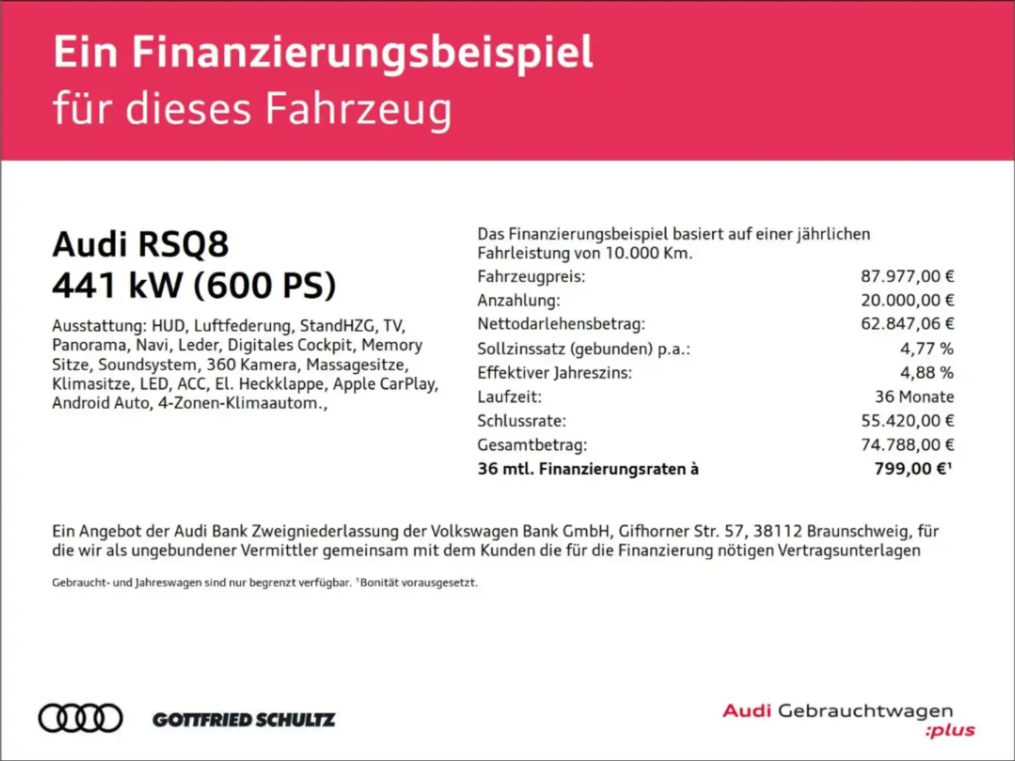 Audi RS Q8 ACC HEADUP PANO MATRIX B&O LUFT STANDHZG Braun - 2