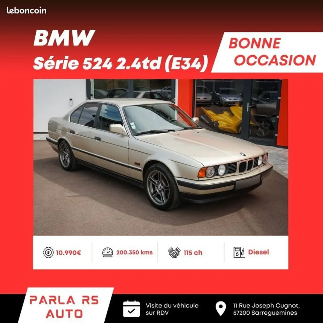 BMW 530 524td (E34) 2.4td 115ch Swape 530d M57 Or - 1