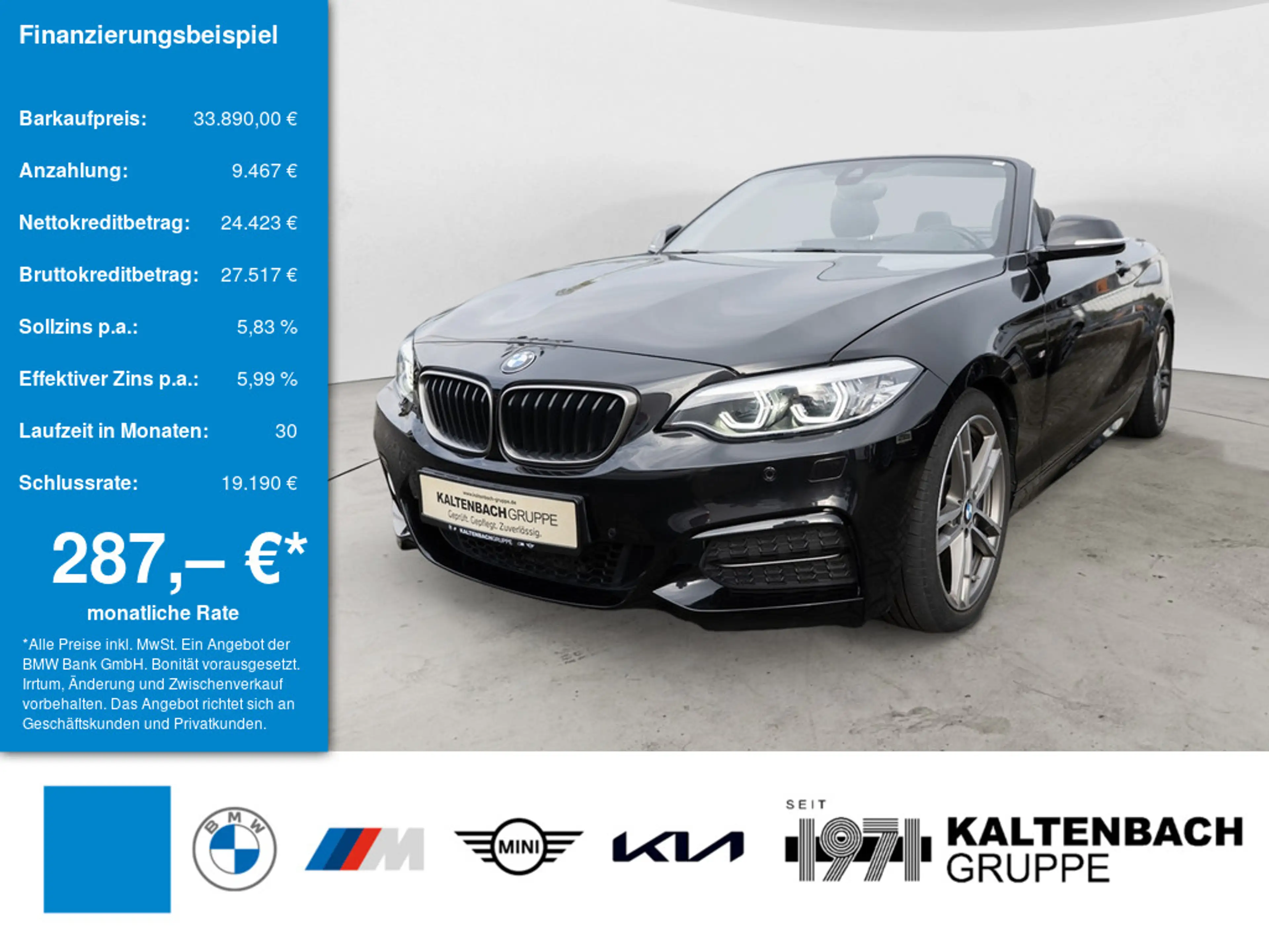 BMW 240 Mi Cabrio xDrive FACEL. LED NAVI H/K SHZ
