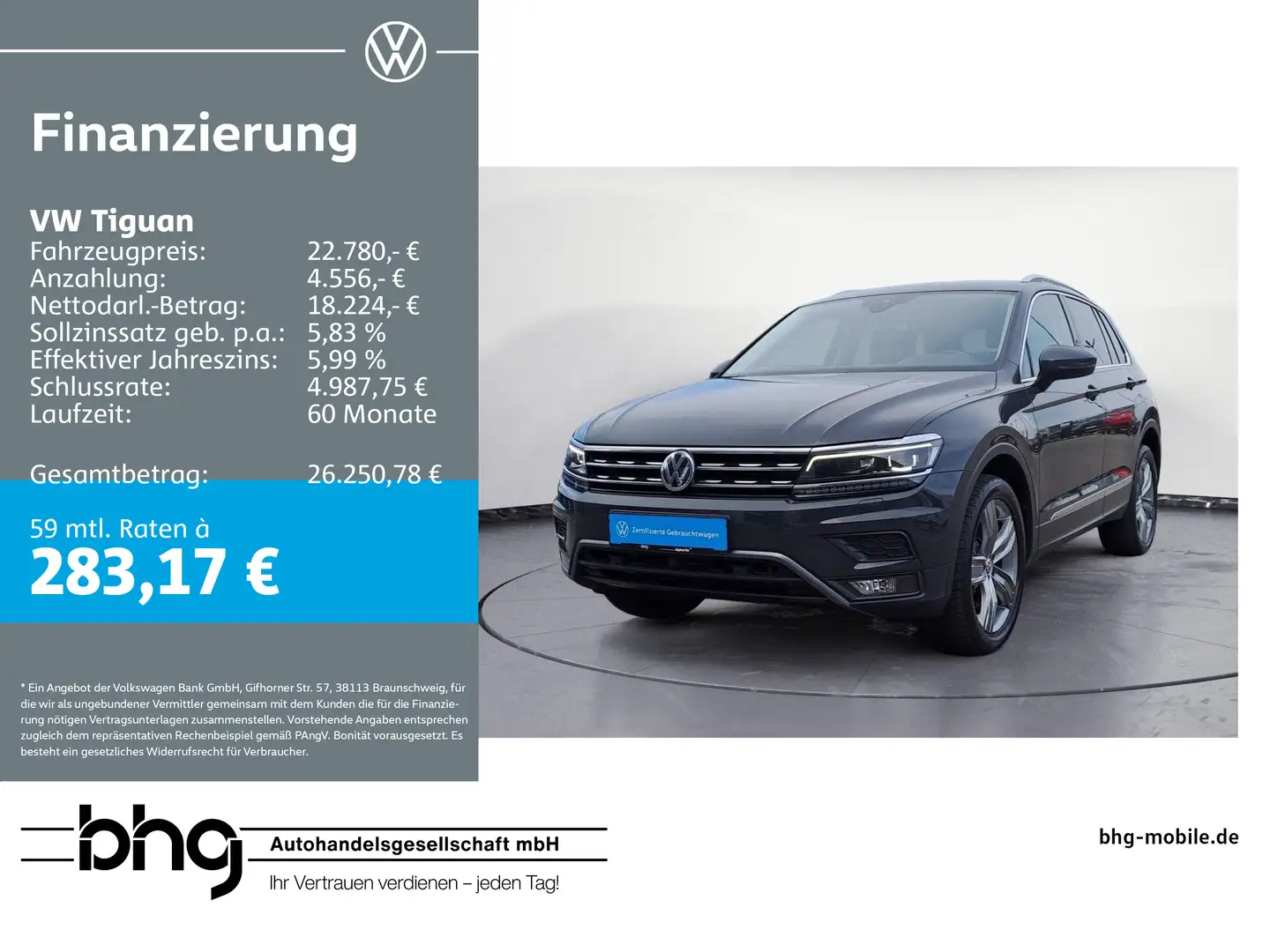 Volkswagen Tiguan 2.0 TSI DSG 4Motion Highline HUD Leder Grau - 1