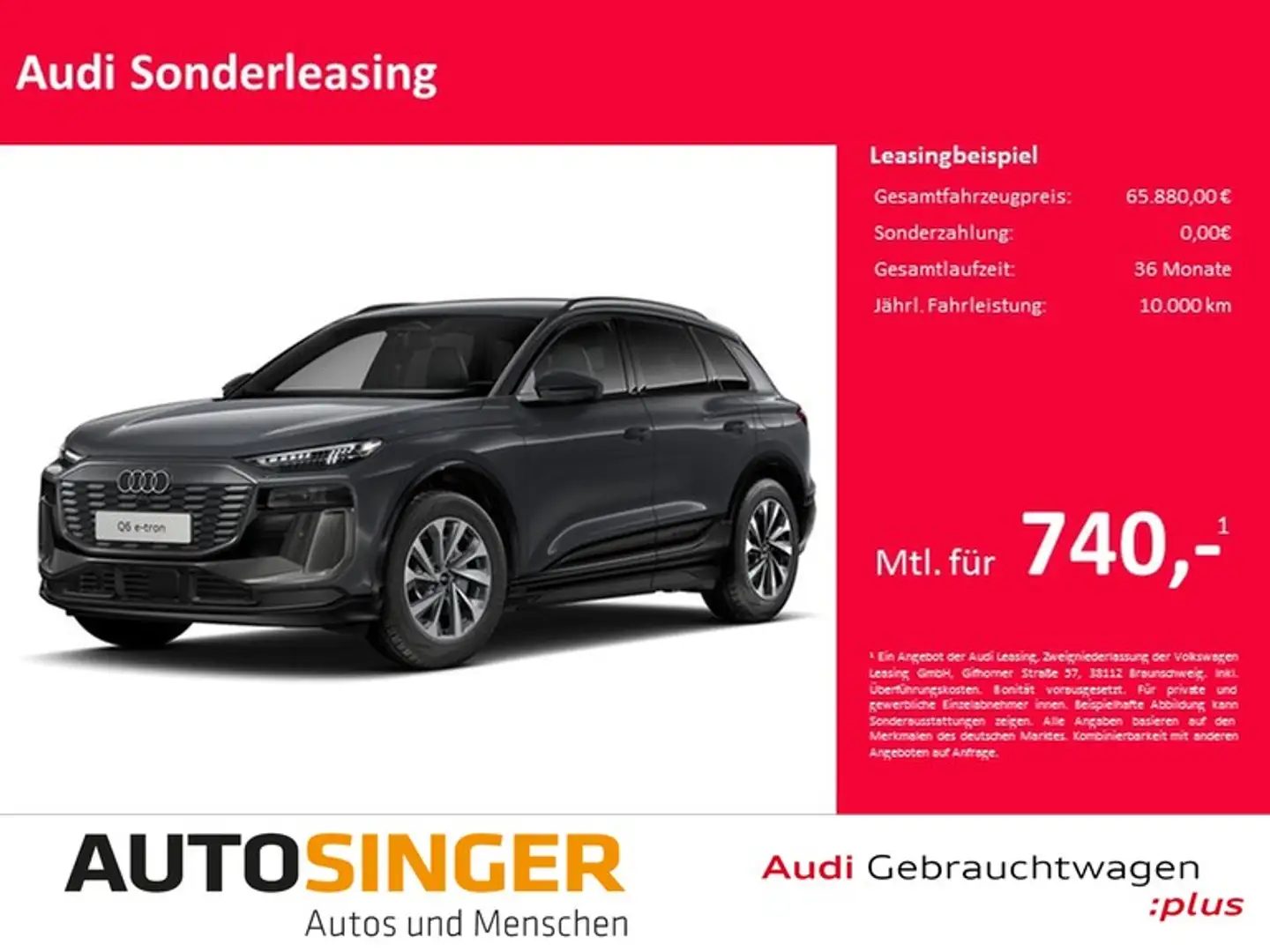 Audi Q6 e-tron 2x S line qua *AHK*WÄRME*360*NAVI*ACC* Grau - 1