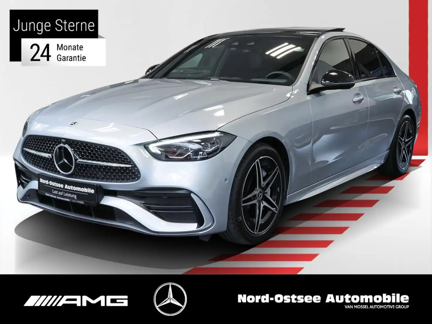 Mercedes-Benz C 220 d AMG PANO DISTRO 360° KAMERA NIGHT 9G NAV Silber - 1