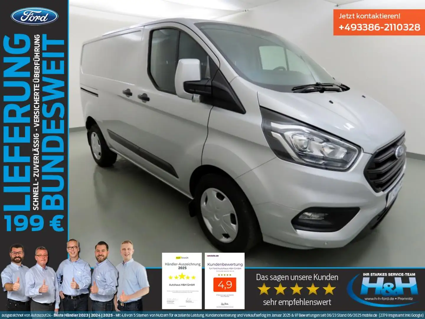 Ford Transit Custom 2.0Aut 280 L1H1 Trend Tempo+Klima Plateado - 1