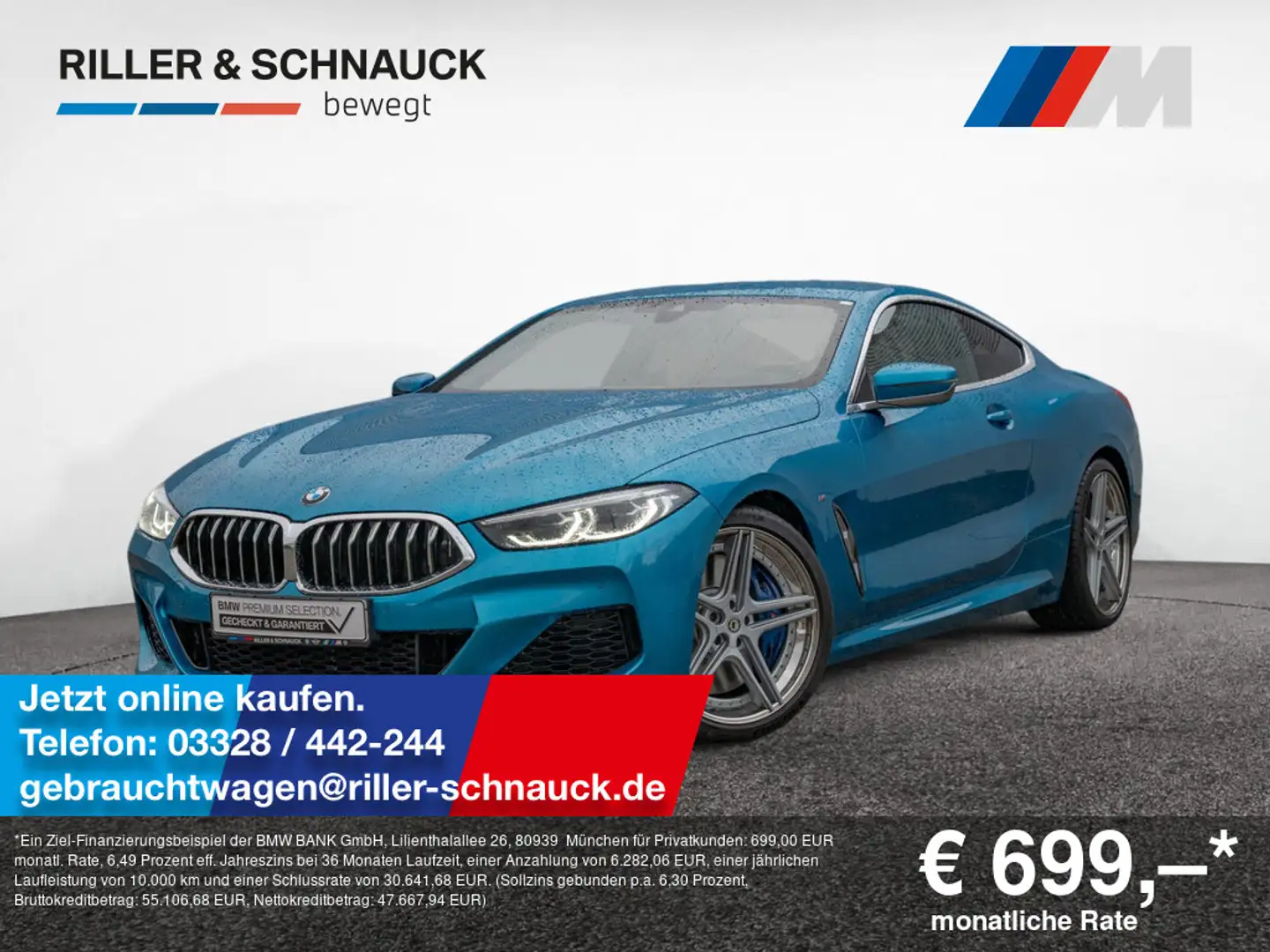 BMW M850 i Coupe xDrive MERINO+HUD+NAVI+KEYLESS+LE Bleu - 1