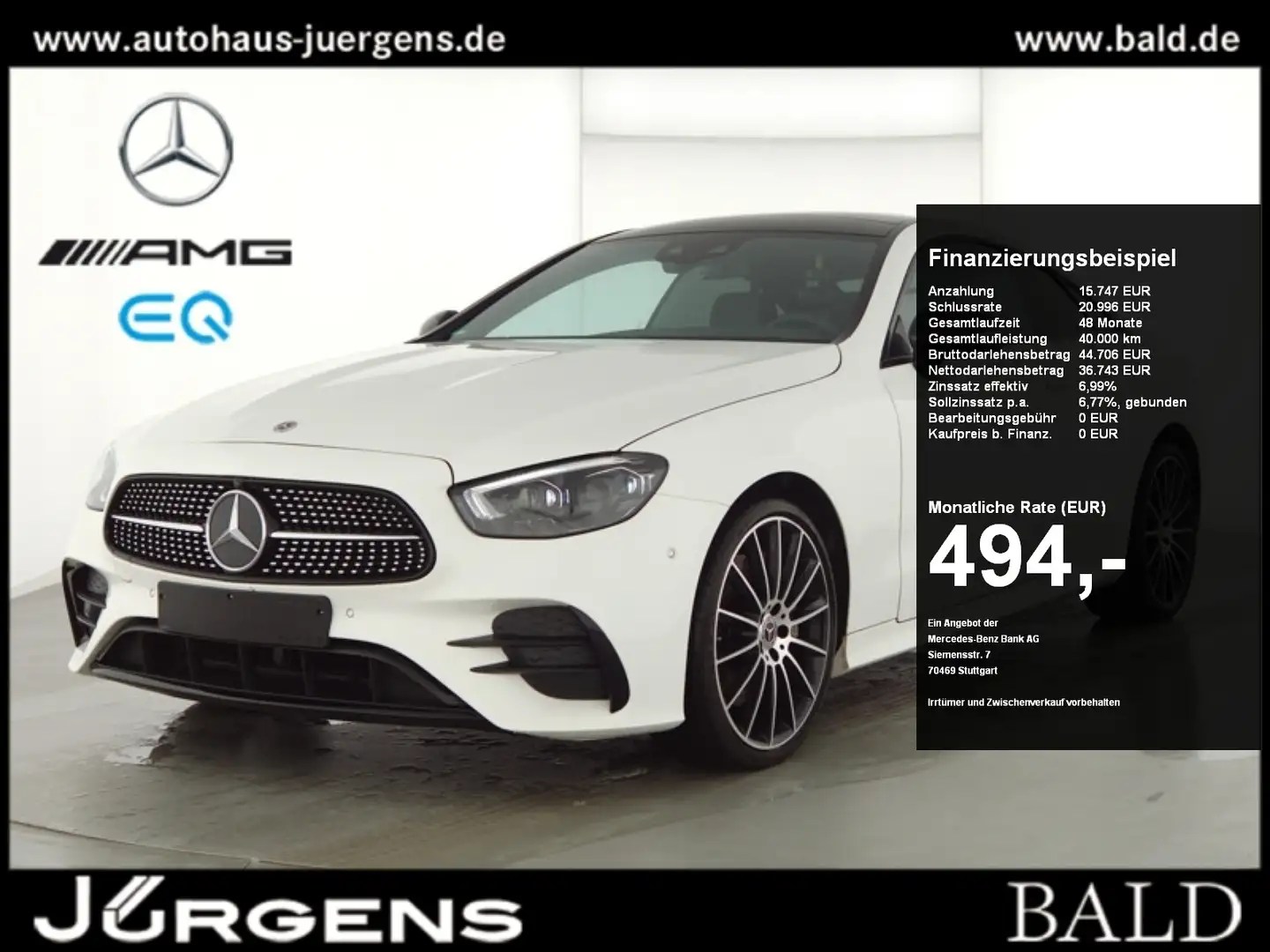 Mercedes-Benz E 300 Coupé AMG-Sport/Pano/Burm/HUD/Memo/Night Blanco - 1