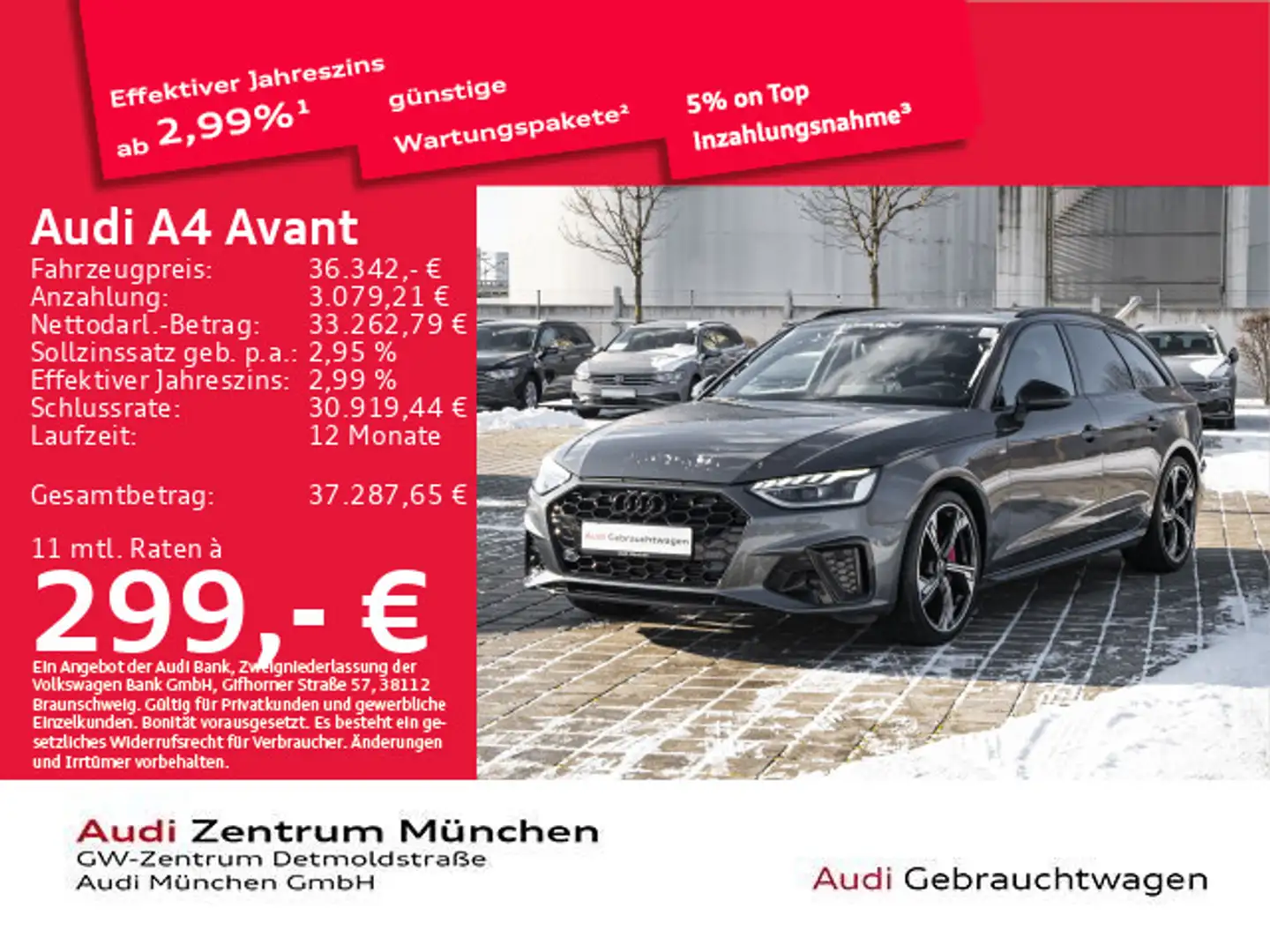 Audi A4 40 TFSI S tronic S line Competition+ AC Grau - 1