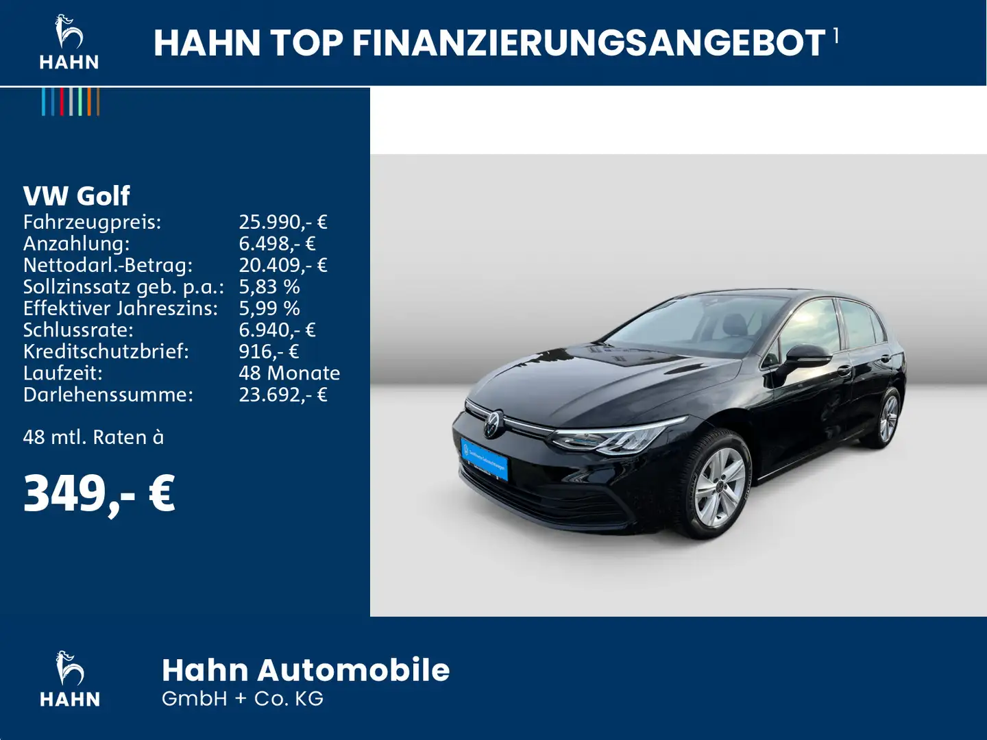 Volkswagen Golf 2.0TDI Life DSG AHK PDC LED Navi Virtual Si Nero - 2