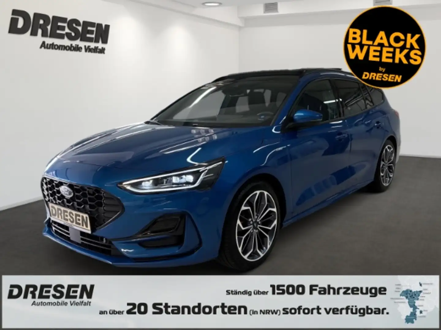 Ford Focus Turnier 1.0 EcoBoost ST-Line X AHK+Panoramadach Bleu - 1