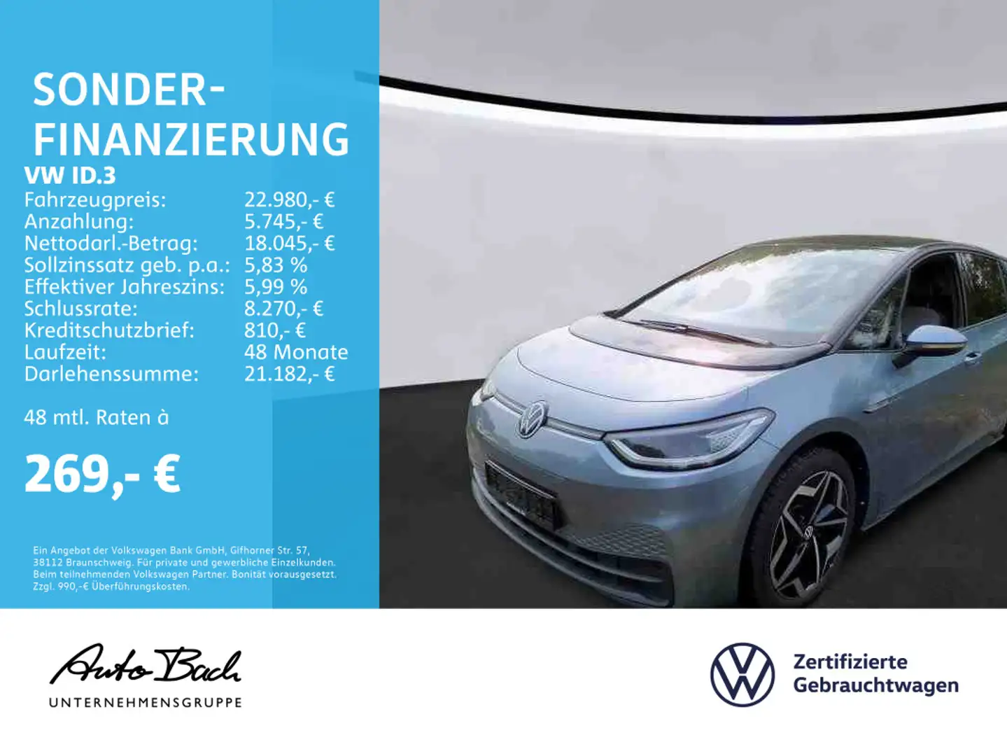 Volkswagen ID.3 Pro S Automatik Navi LED ACC EPH DAB Bleu - 1