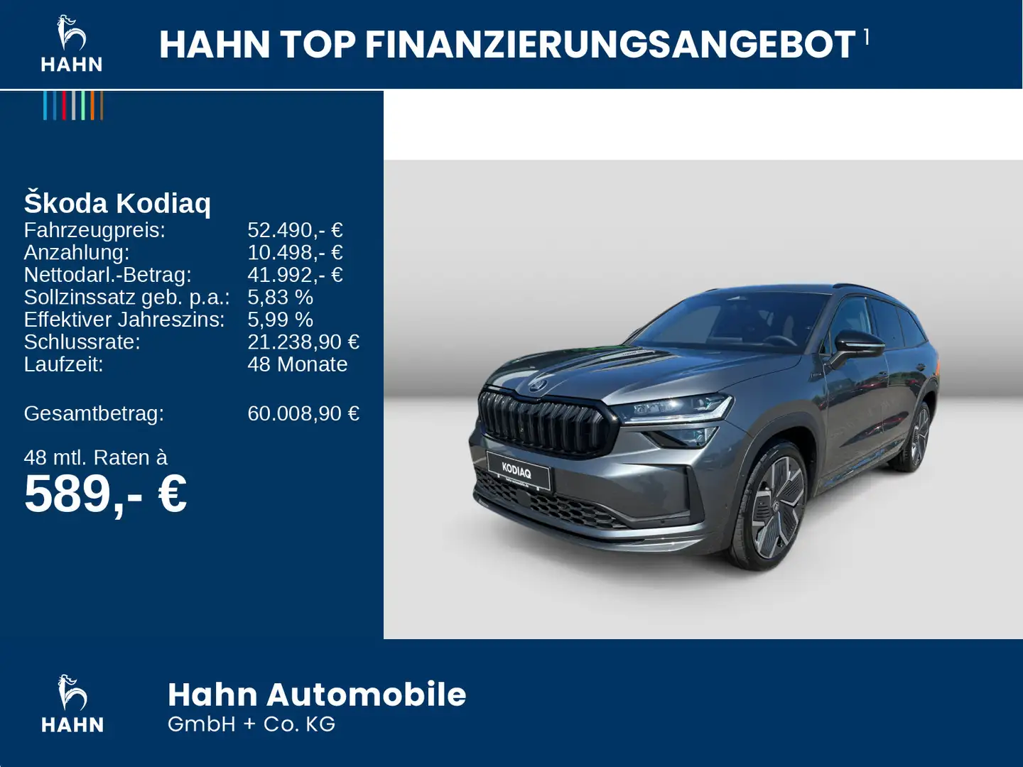 Skoda Kodiaq Sportline 2.0TSI DSG 4x4 Pano 20"LMF pACC Grau - 2
