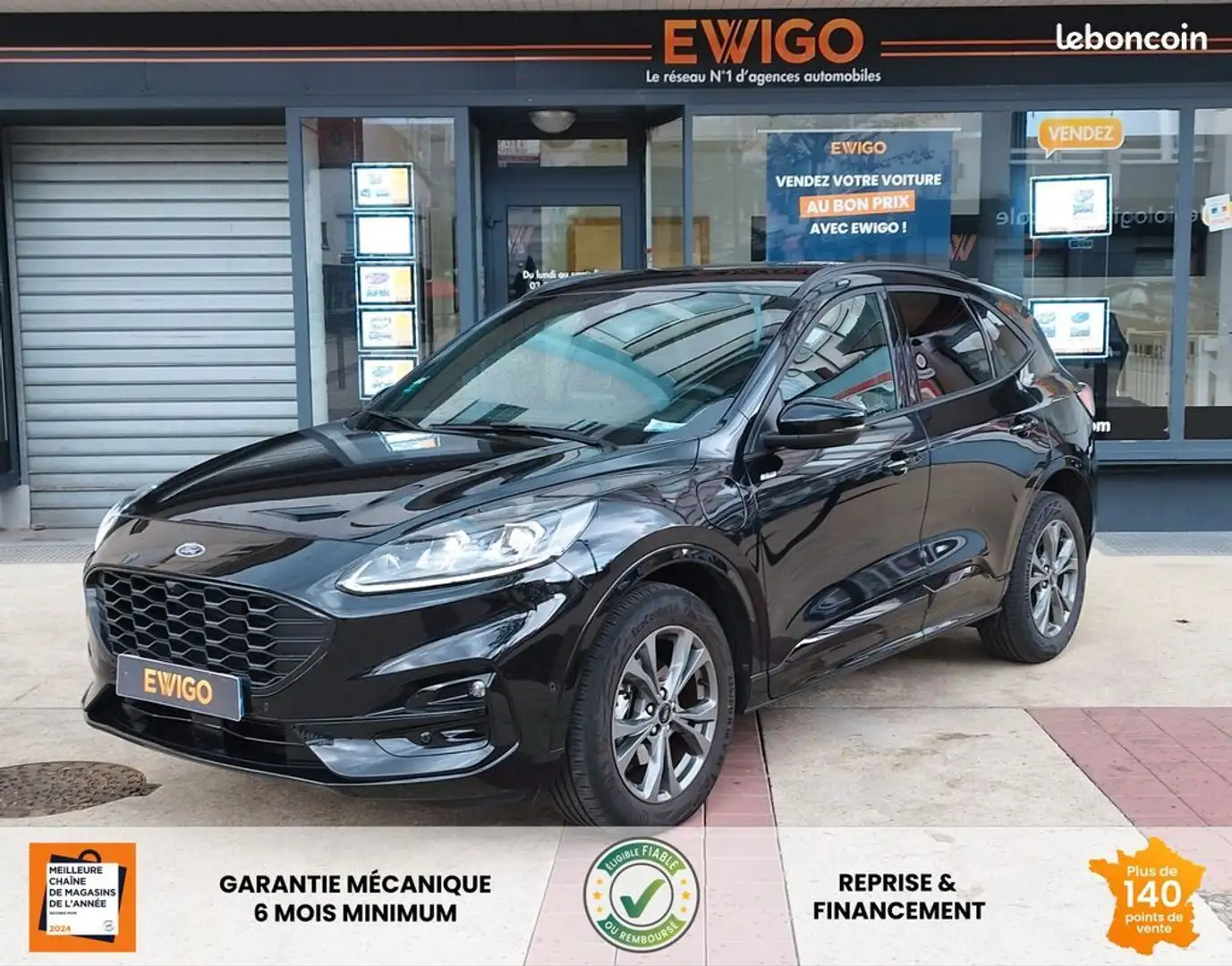Ford Kuga 2.5 duratec 225h 150 hybrid phev 14.4kwh st-line x 4x4 sieges chauffant av-ar volant camera carplay garantie constructeur Zwart - 1