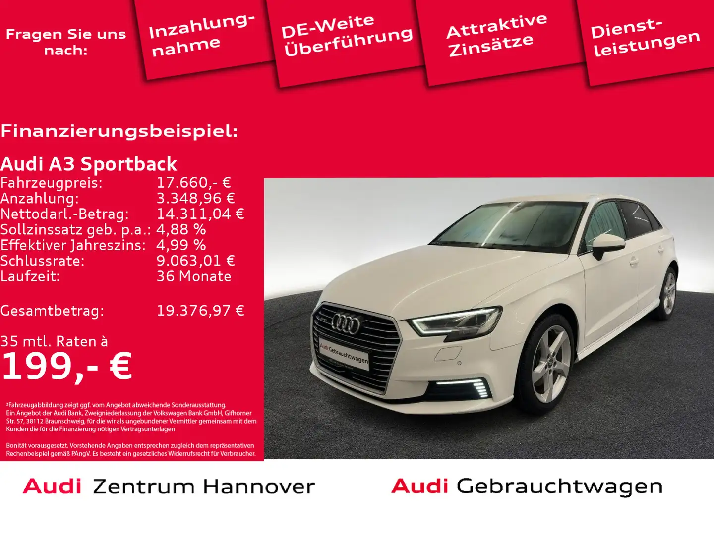Audi A3 sport 40 TFSIe LED ACC Navi SHZ Weiß - 1