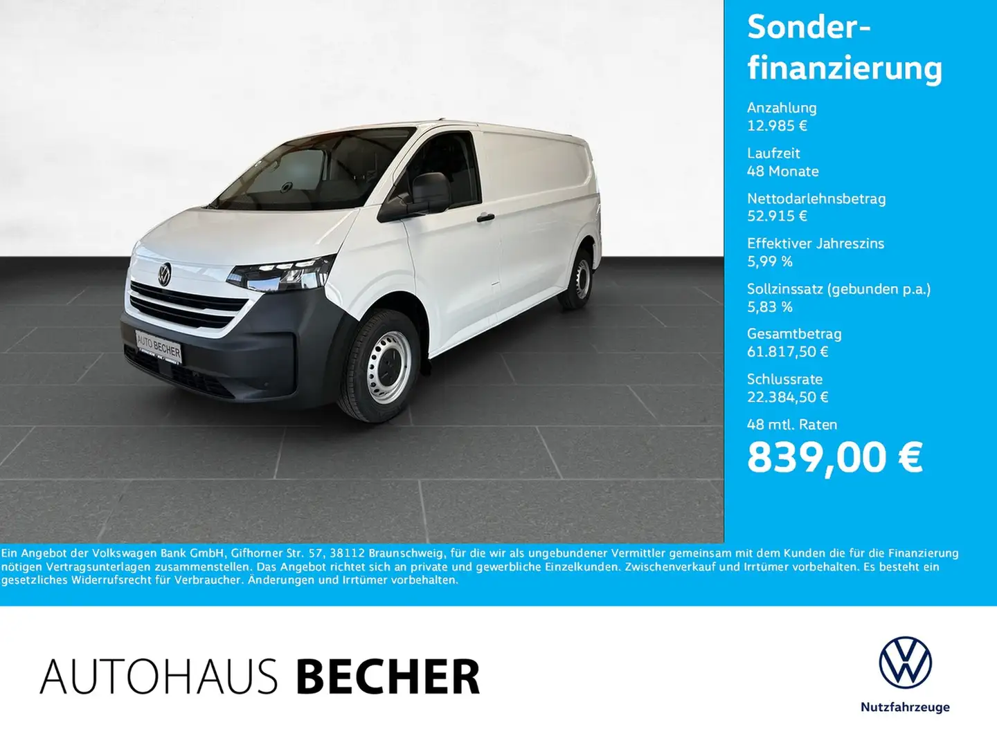 Volkswagen T7 Transporter e-Transporter Kasten 100 kW /AHK Белый - 1