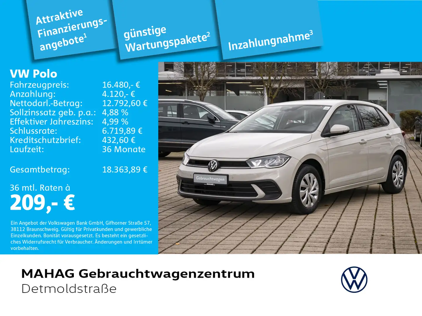 Volkswagen Polo 1.0 LED Einparkhilfe DAB+ LaneAssist Grau - 1