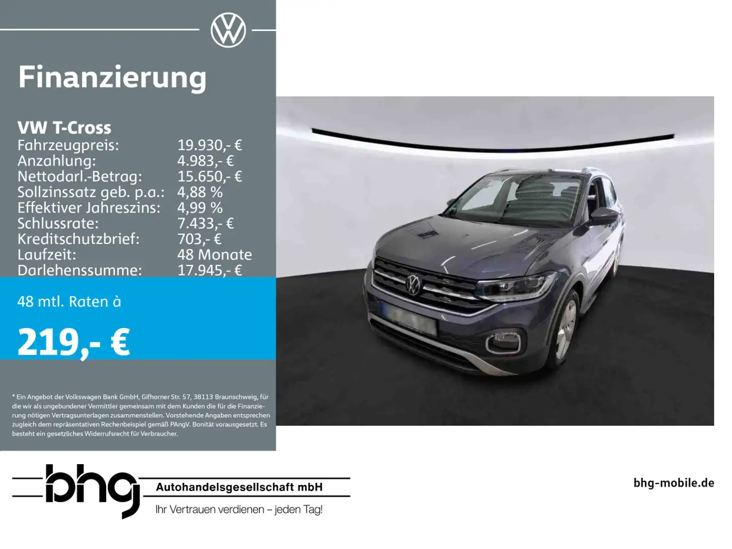 Volkswagen T-Cross 1.0 TSI Navi ACC App-Connect Climatronic Grijs - 1